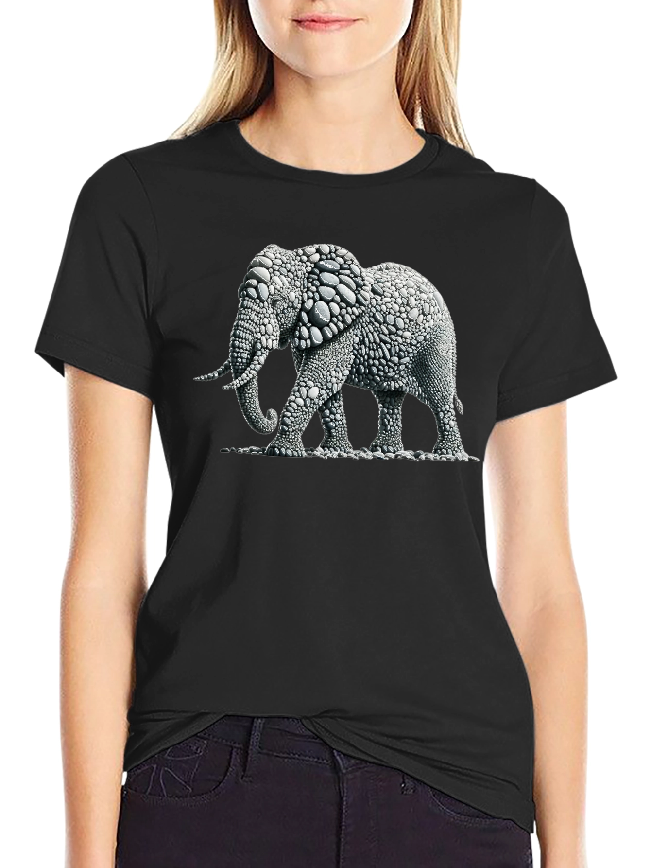 Black Elephant Graphic Black T-Shirt view 2