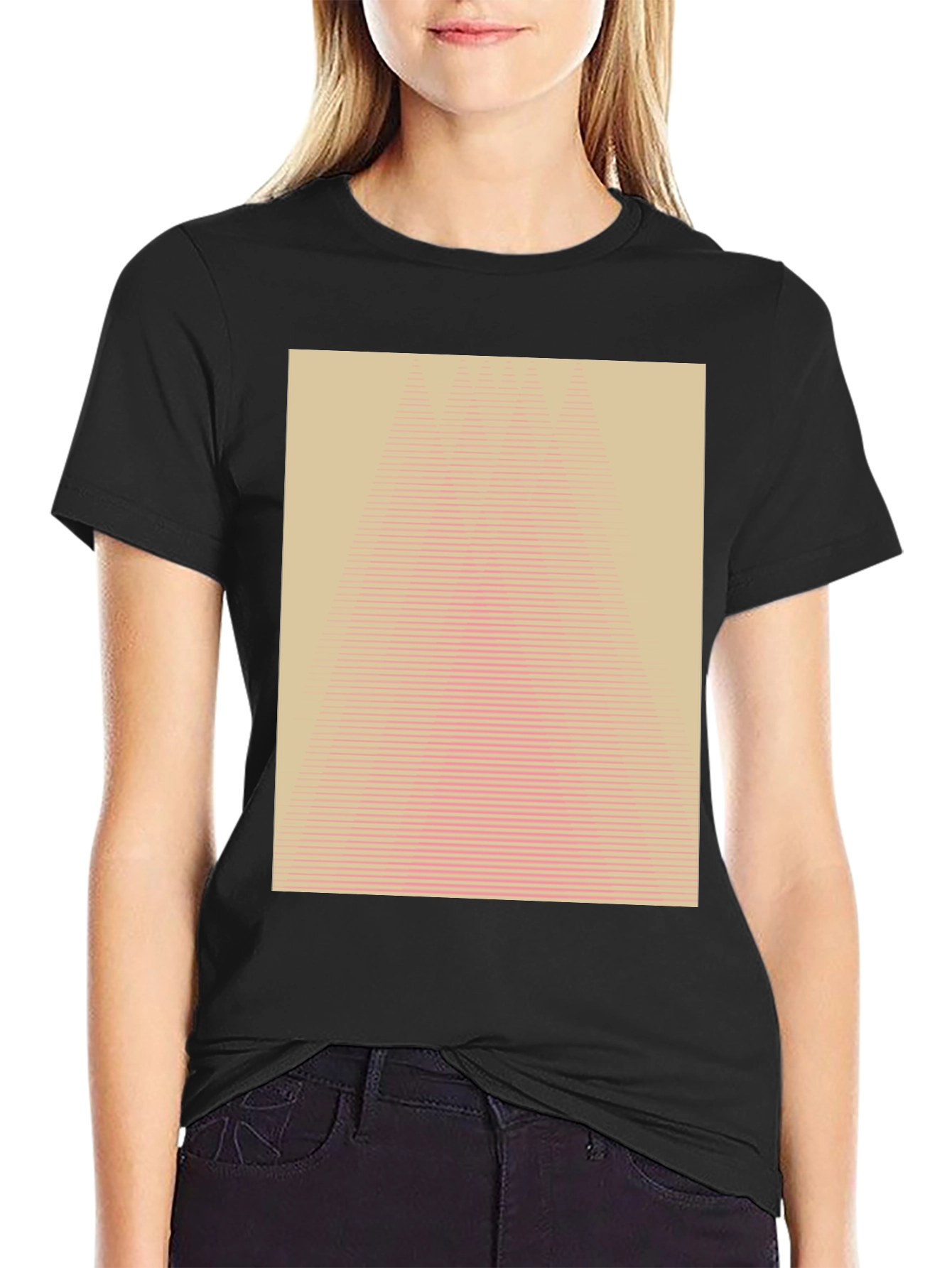 Black Geometric Illusion Tee - Modern Abstract Design view 2