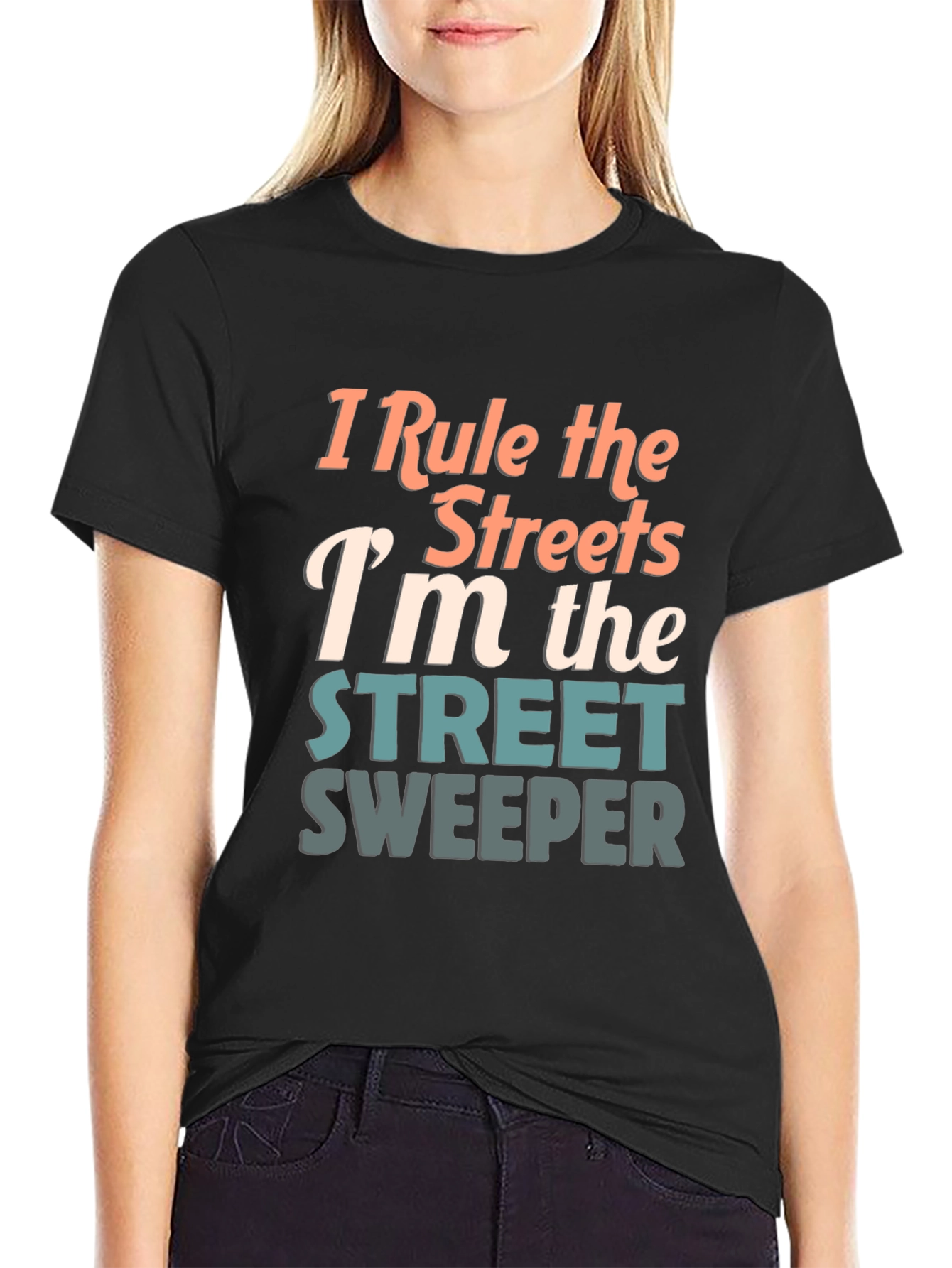 Black Street Sweeper Graphic Tee - "I Rule the Streets" view 2
