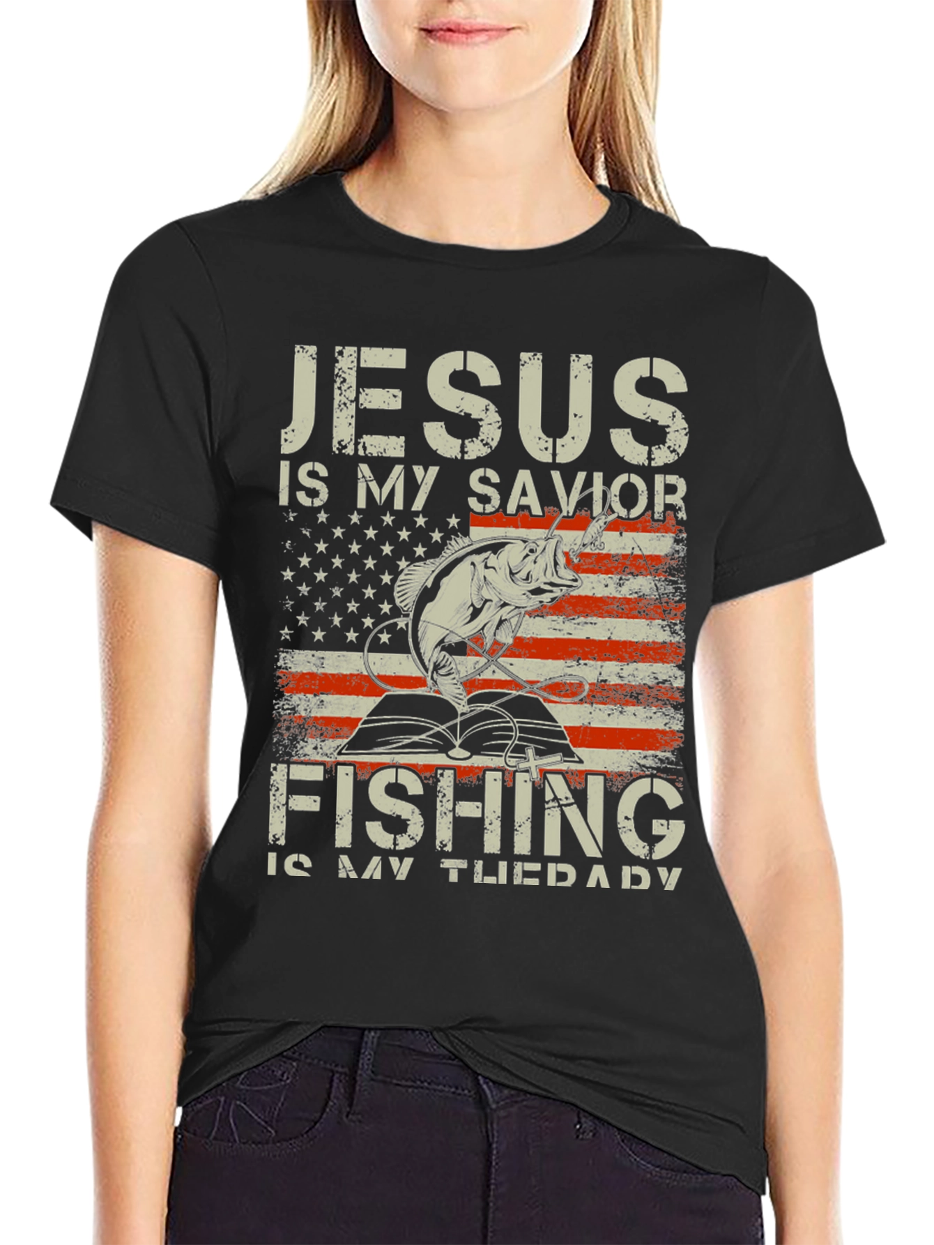 Jesus Is My Savior Fishing Is My Therapy T-Shirt - 2