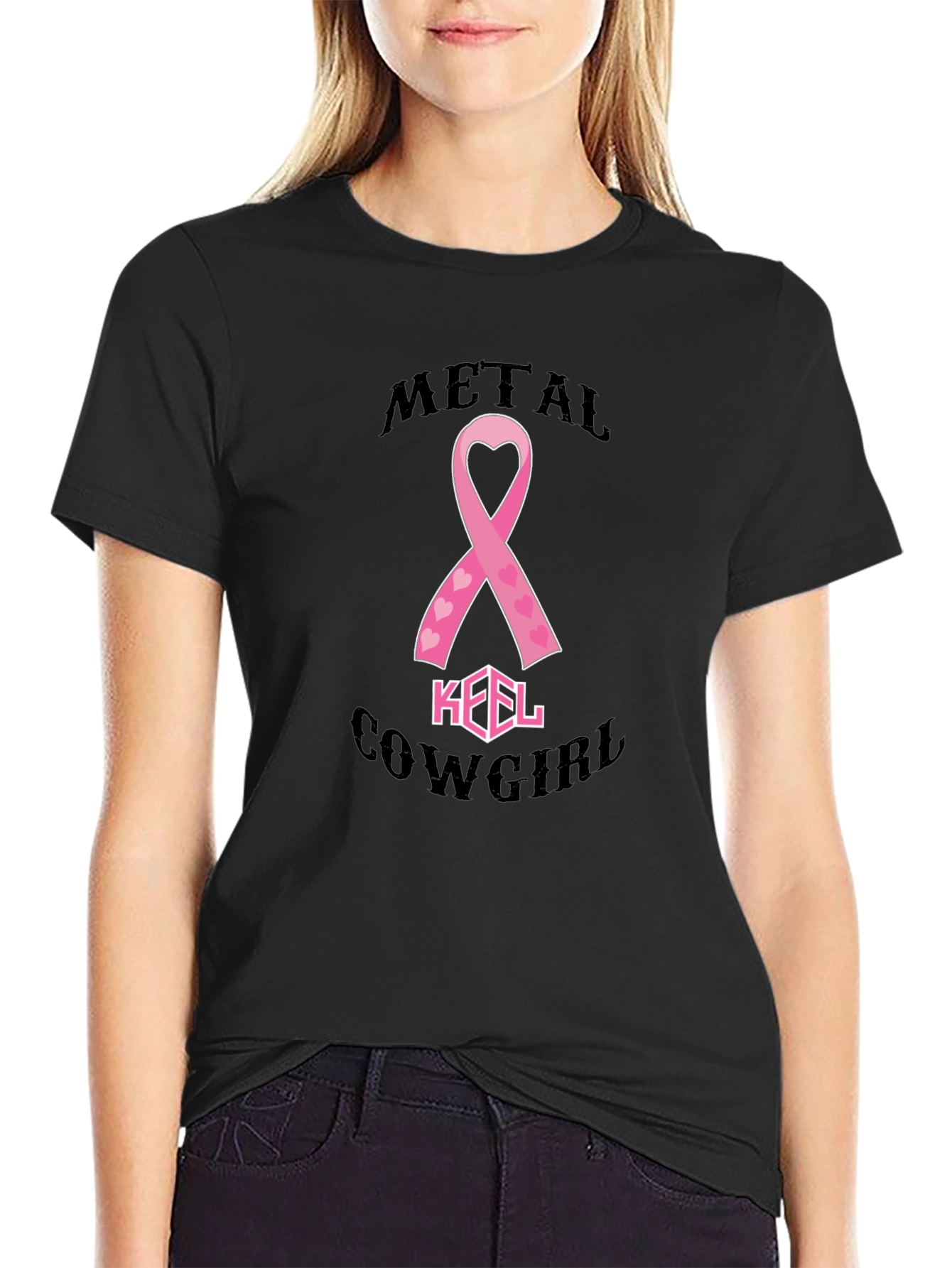 Metal Cowgirl Breast Cancer Awareness T-Shirt - 2