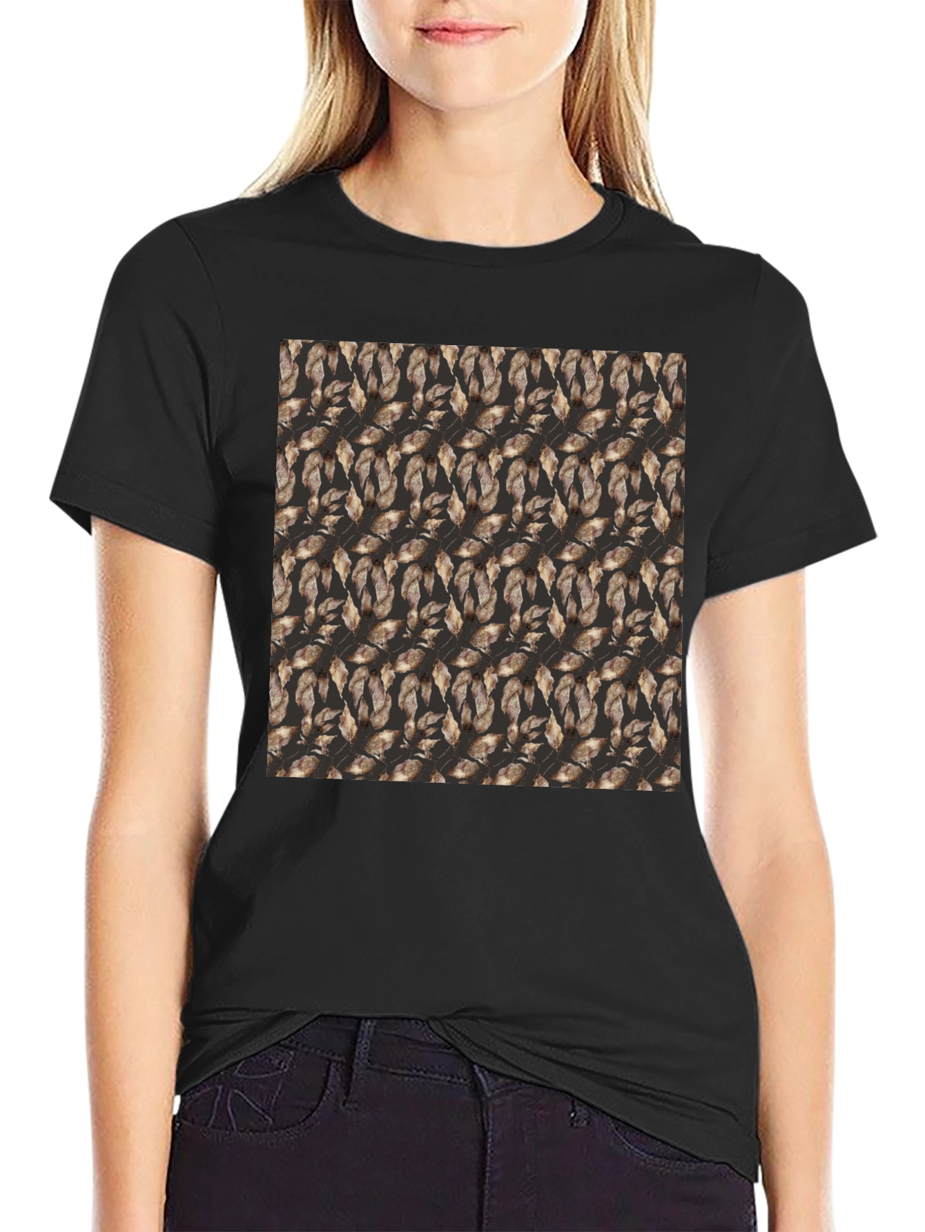 Black Autumn Leaves T-Shirt - Nature Inspired Design view 2