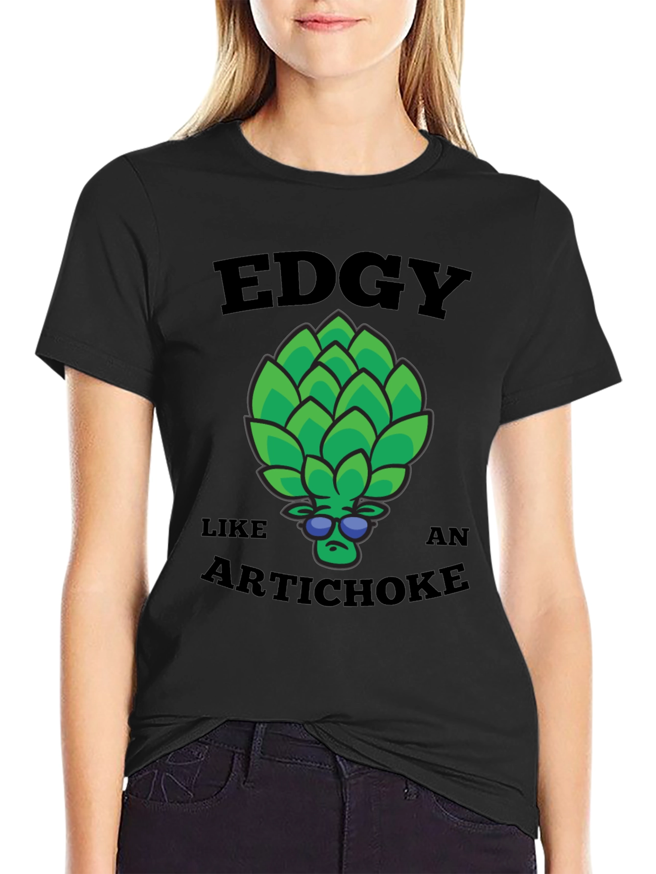 Black Edgy Artichoke Graphic Tee - Cool & Quirky view 2