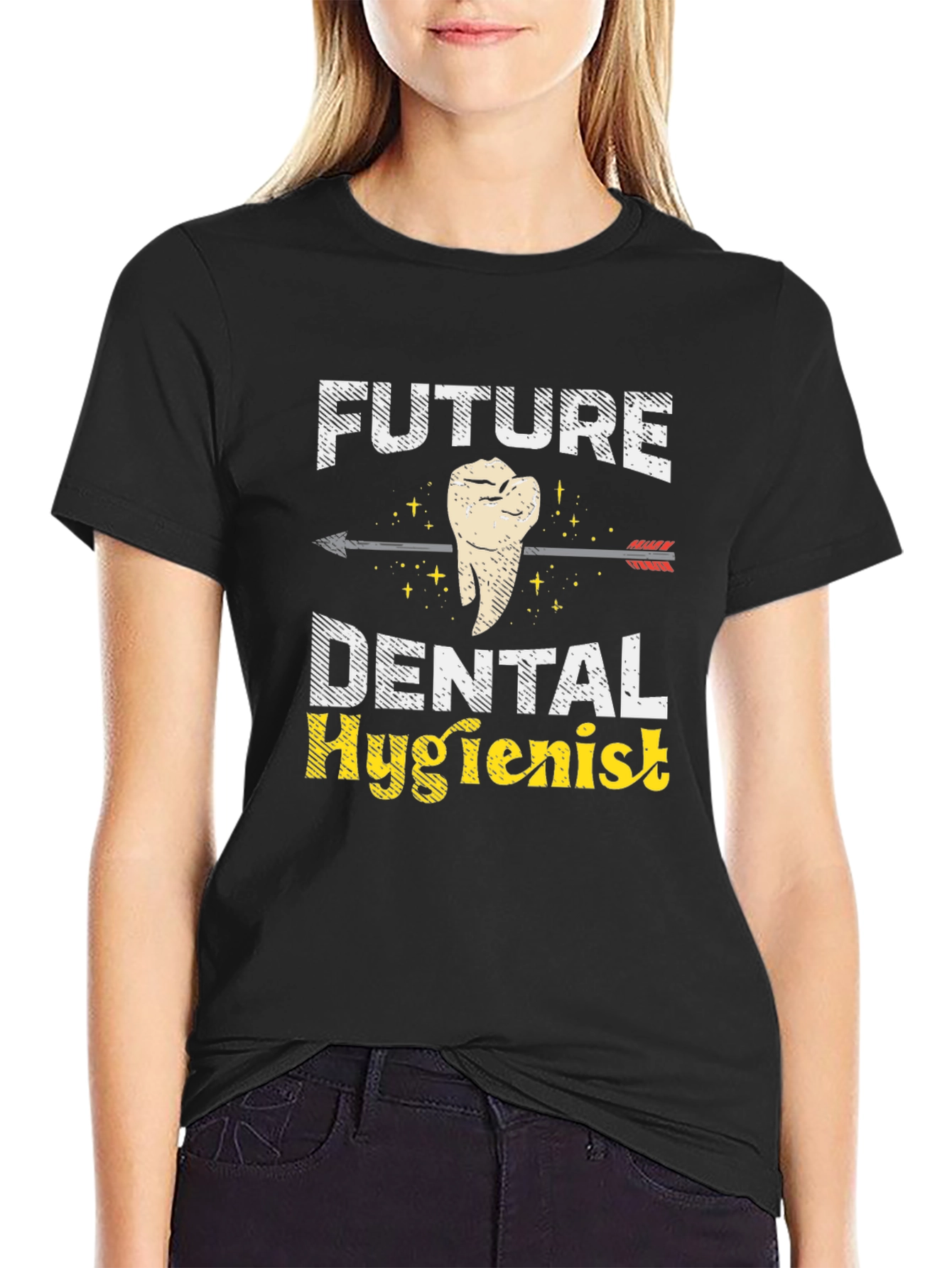 Black Future Dental Hygienist Black Graphic T-Shirt view 2