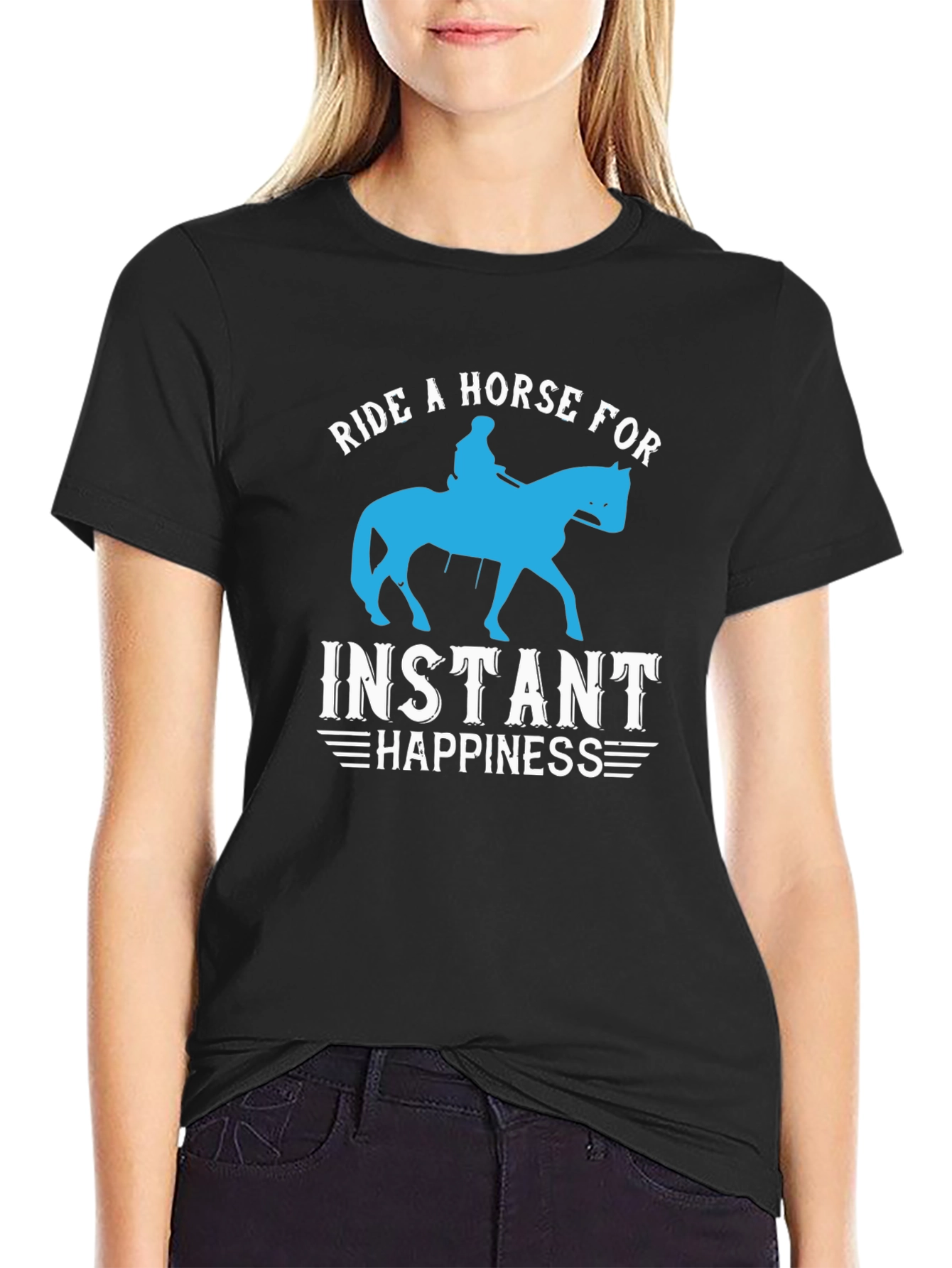 Black Ride a Horse for Instant Happiness T-Shirt view 2