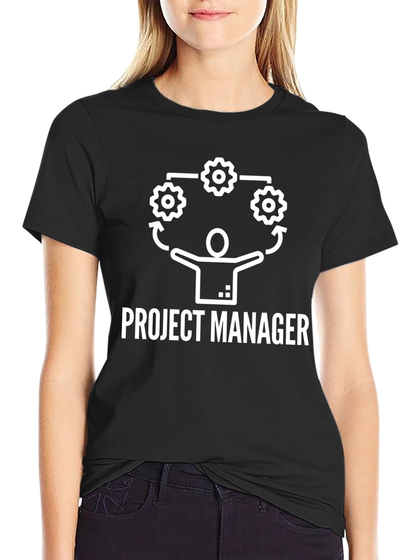 Black Project Manager Graphic Tee - Black Cotton Blend view 2