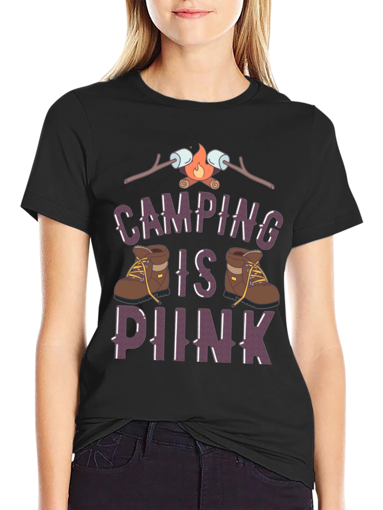 Black Camping Is Hiking T-Shirt view 2