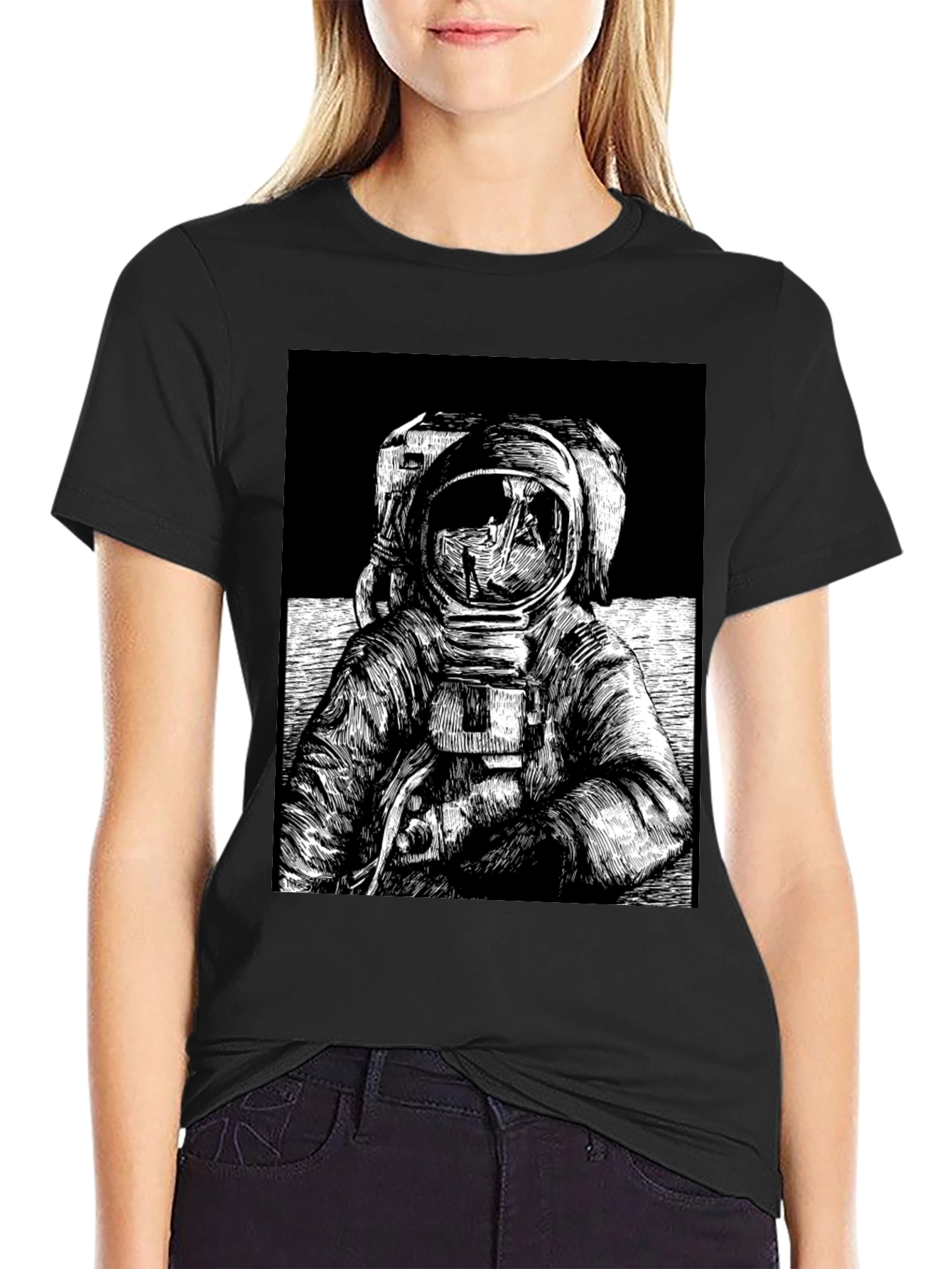 Black Astronaut Graphic Tee - Space Explorer T-Shirt view 2