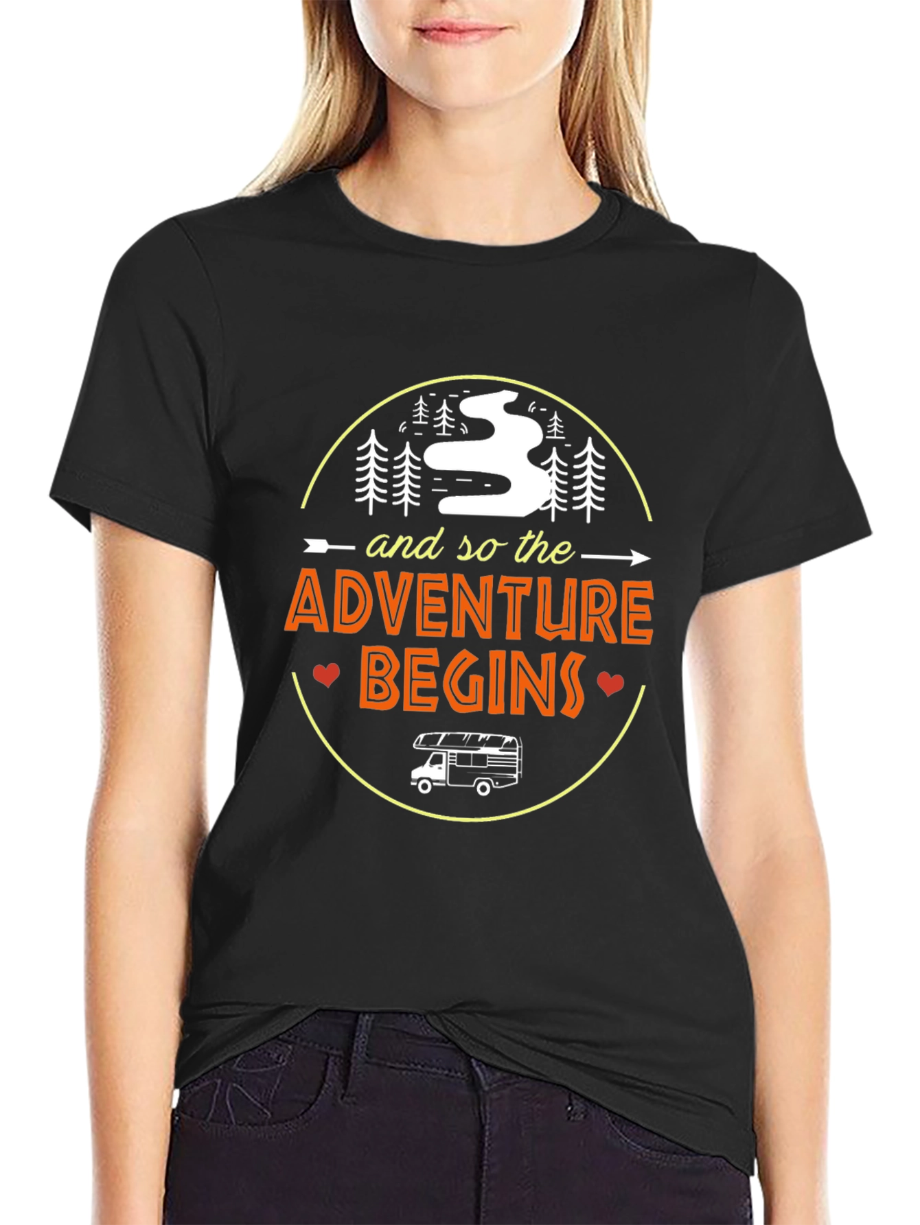 Black Adventure Begins Graphic Tee view 2