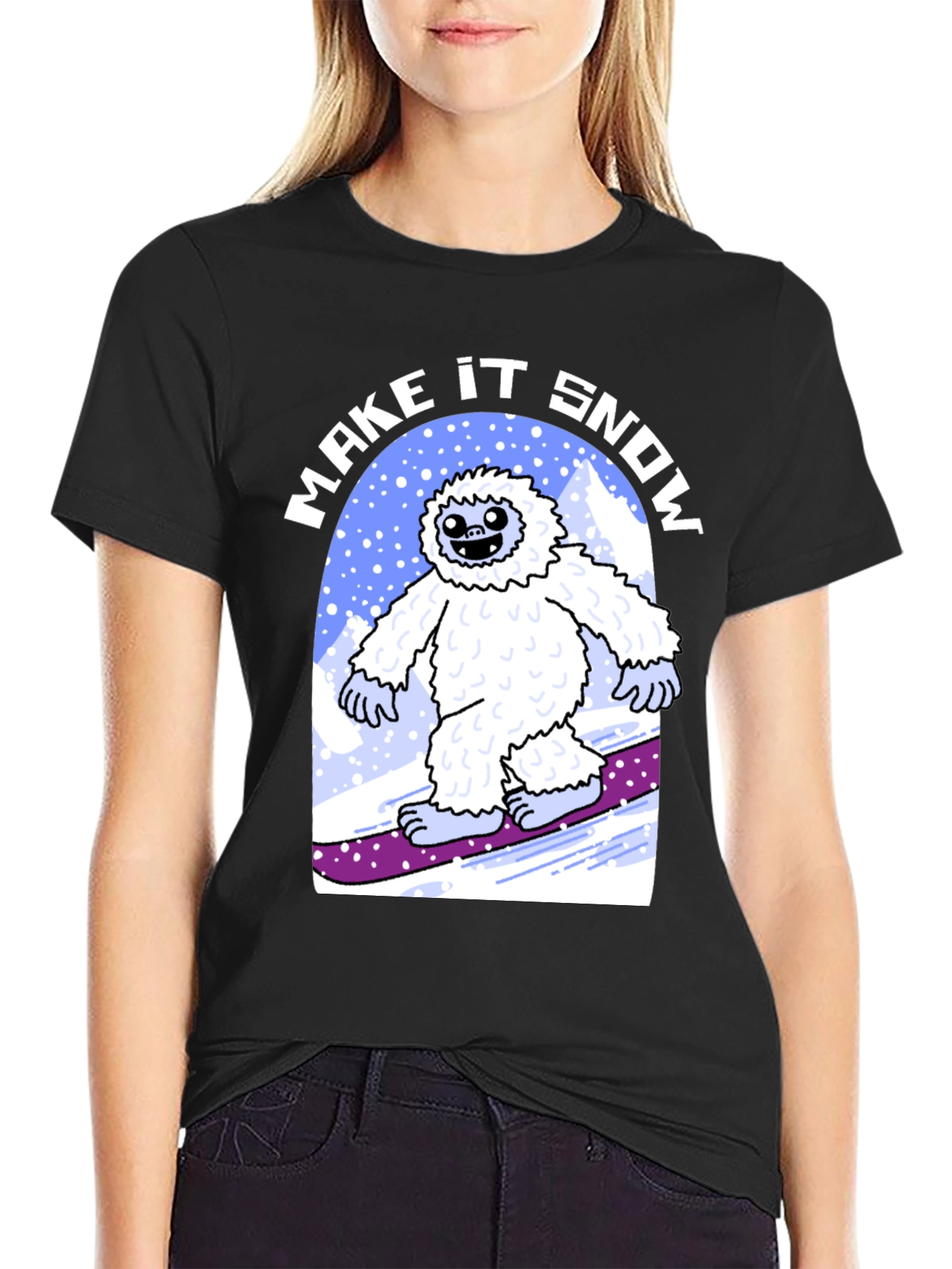 Black Make It Snow Yeti T-Shirt view 2