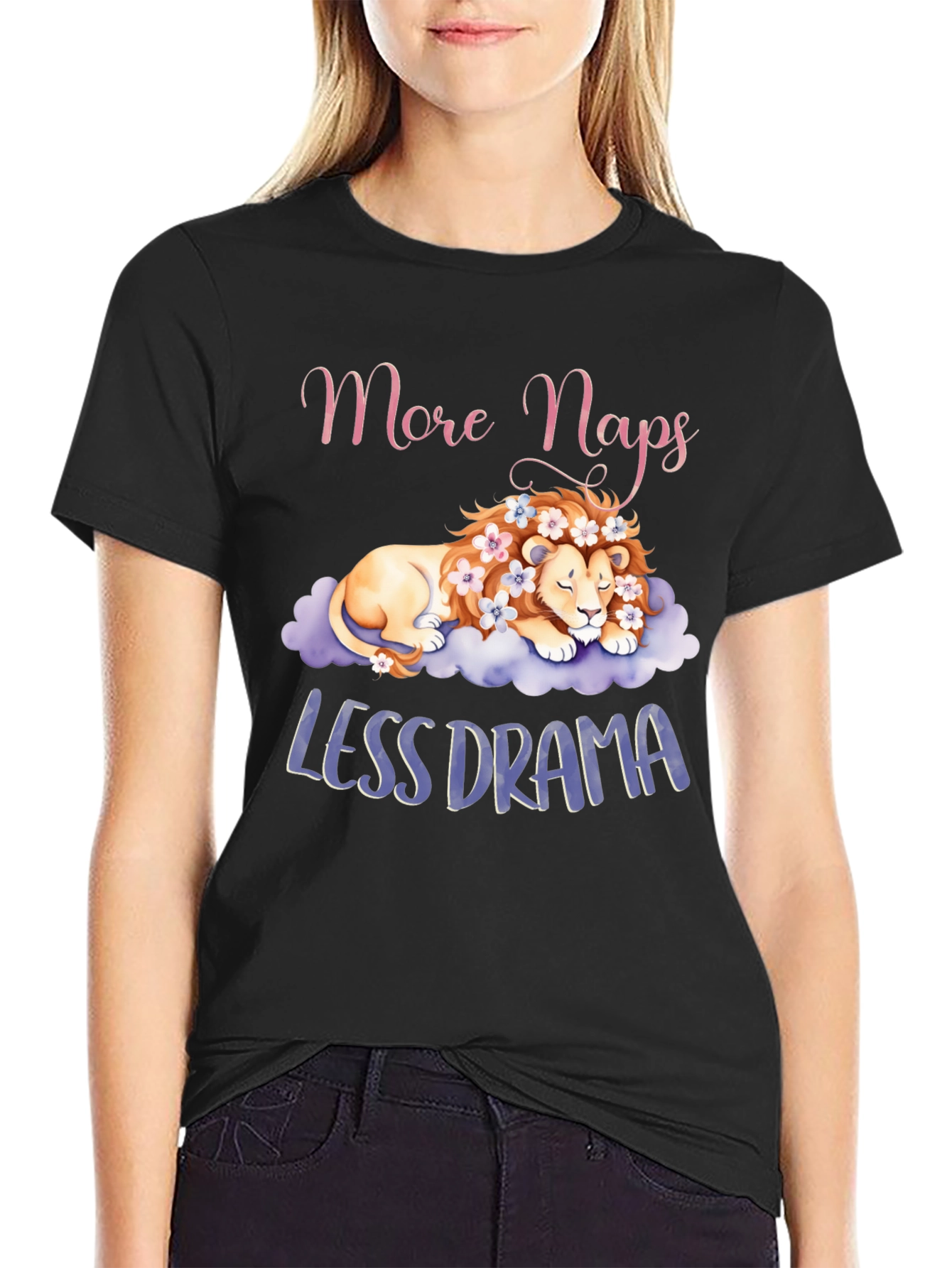 Black More Naps Less Drama Graphic T-Shirt view 2