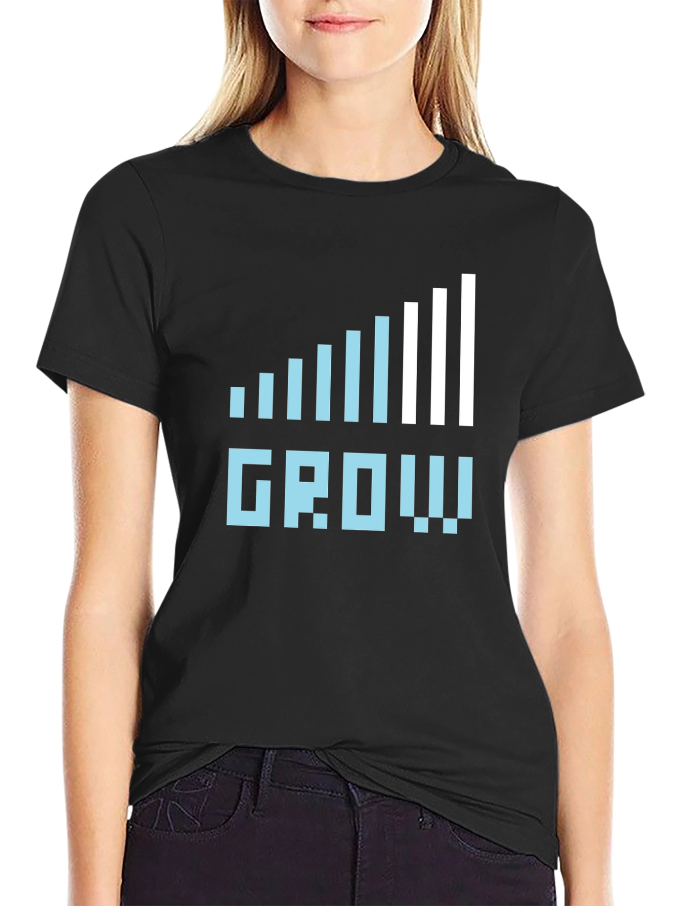 Black Grow Graphic Tee - Black Casual Cotton T-Shirt view 2
