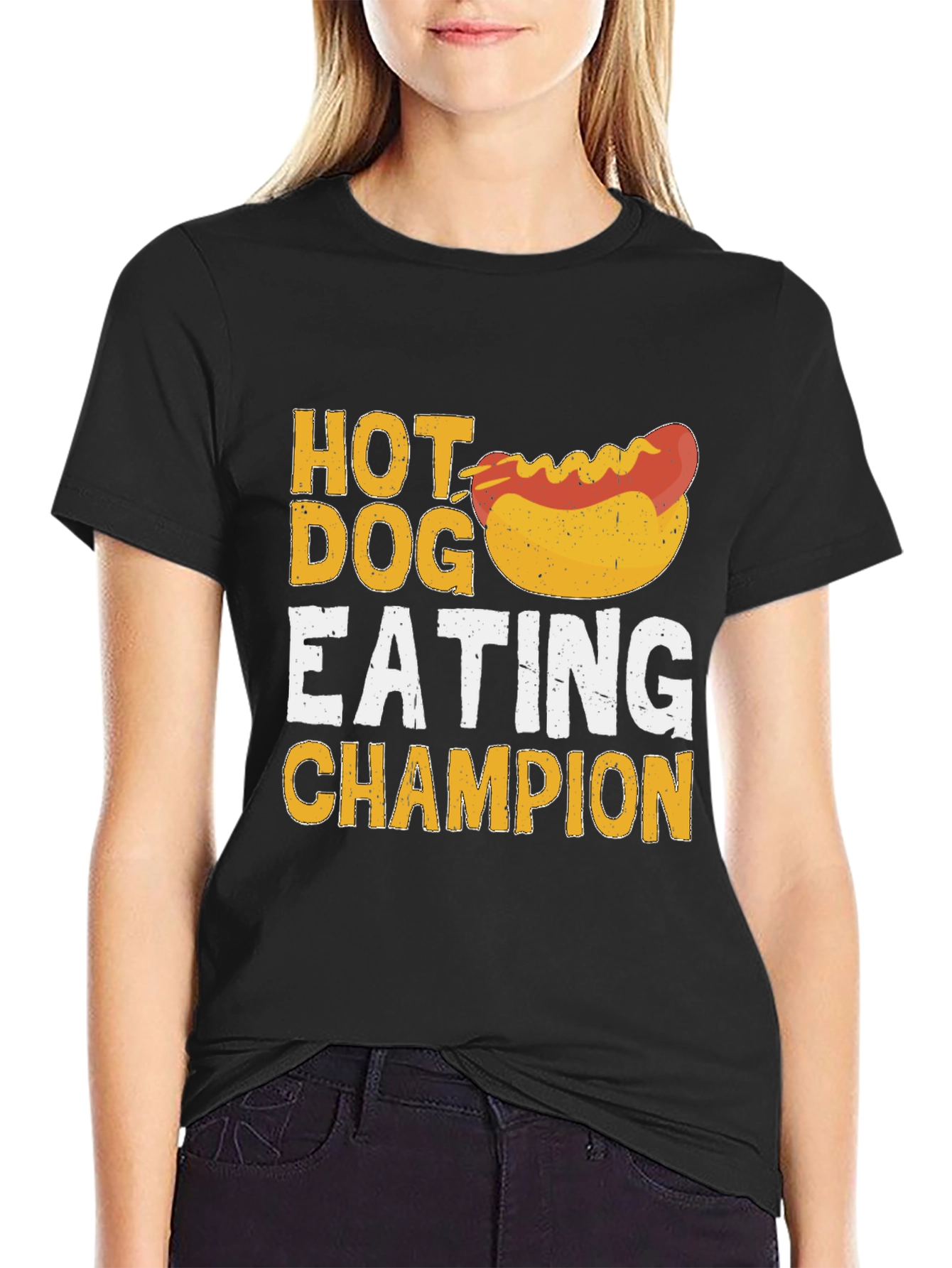 Black Hot Dog Eating Champion Graphic T-Shirt view 2