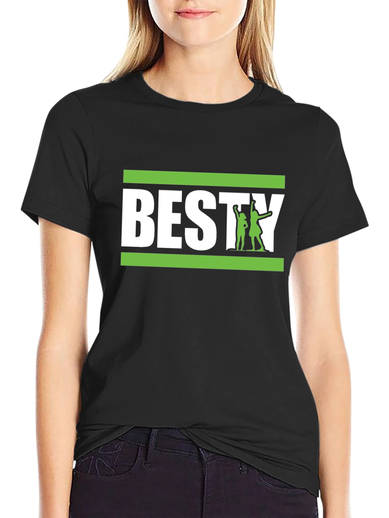 Black Besty Graphic Tee - Black Cotton Blend T-Shirt view 2