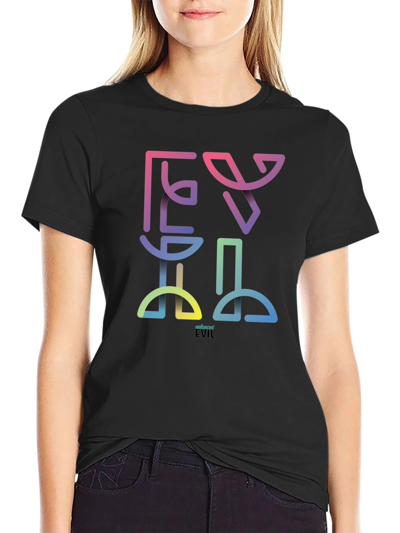 Black Enhanced Evil Rainbow T-Shirt view 2