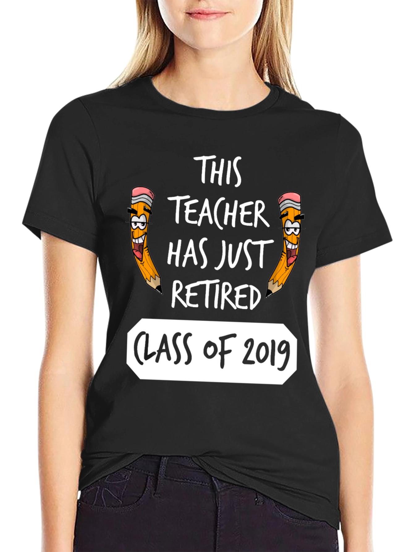 Black Retired Teacher 2019 Class T-Shirt view 2