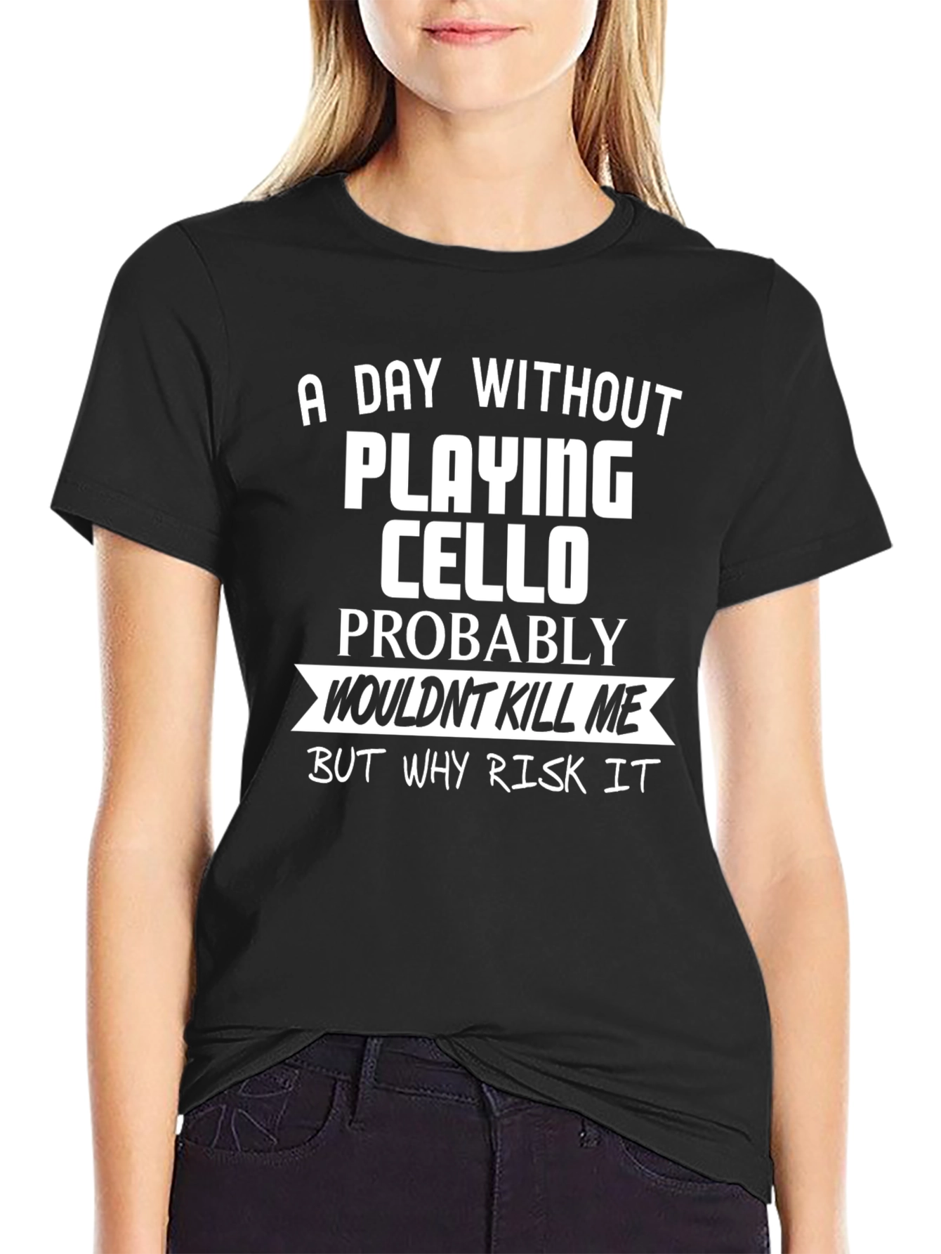 Black Cello Player T-Shirt: A Day Without Playing Cello view 2