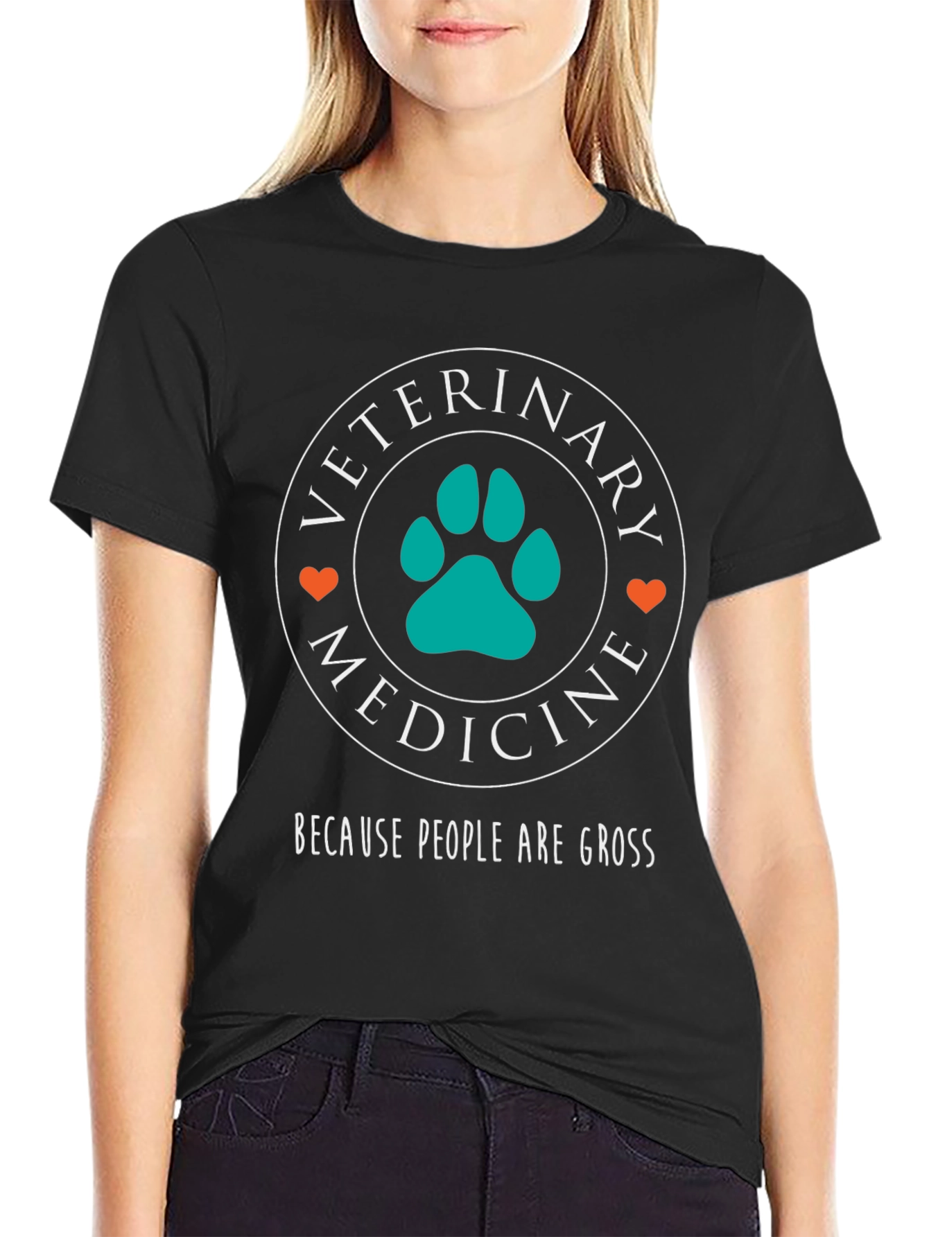 Black Veterinary Medicine T-Shirt - Because People Are Gross view 2