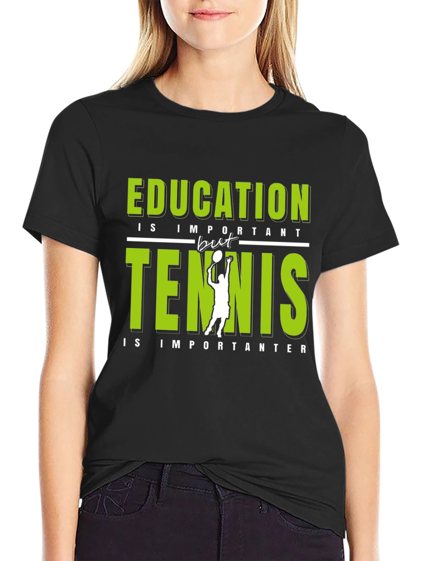 Funny Tennis Lover Graphic T-Shirt - Education vs Tennis - 2