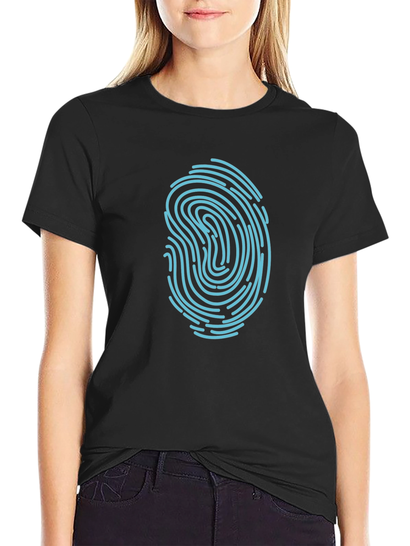 Black Fingerprint Graphic Black T-Shirt view 2