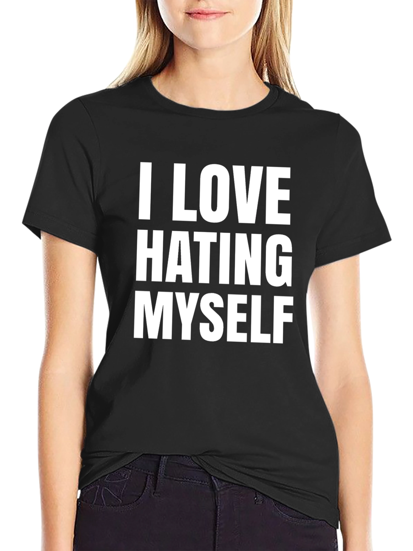 Black I Love Hating Myself Graphic Tee view 2