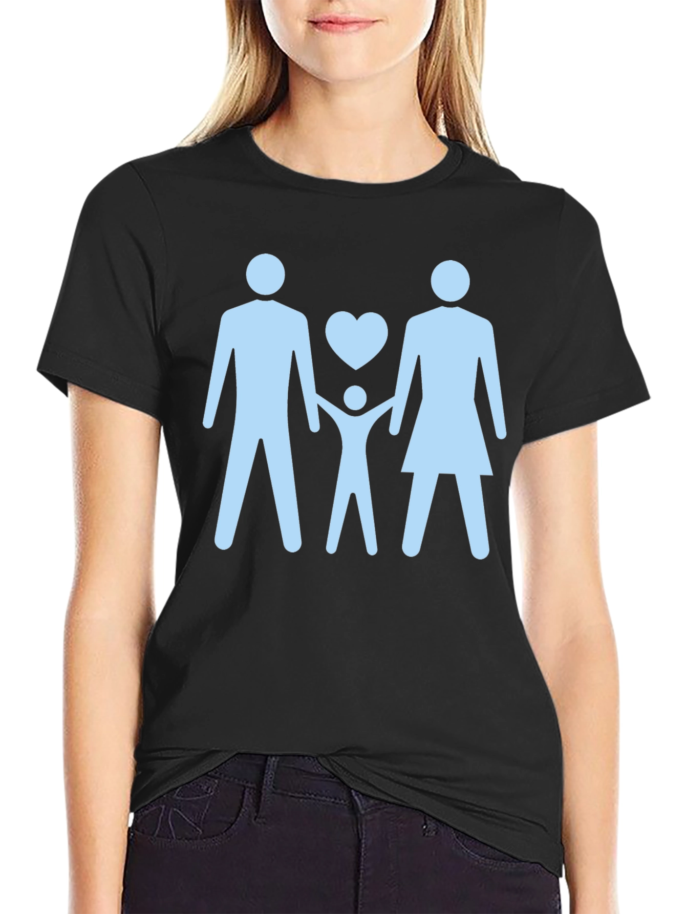 Black Family Love Graphic Print Black T-Shirt view 2