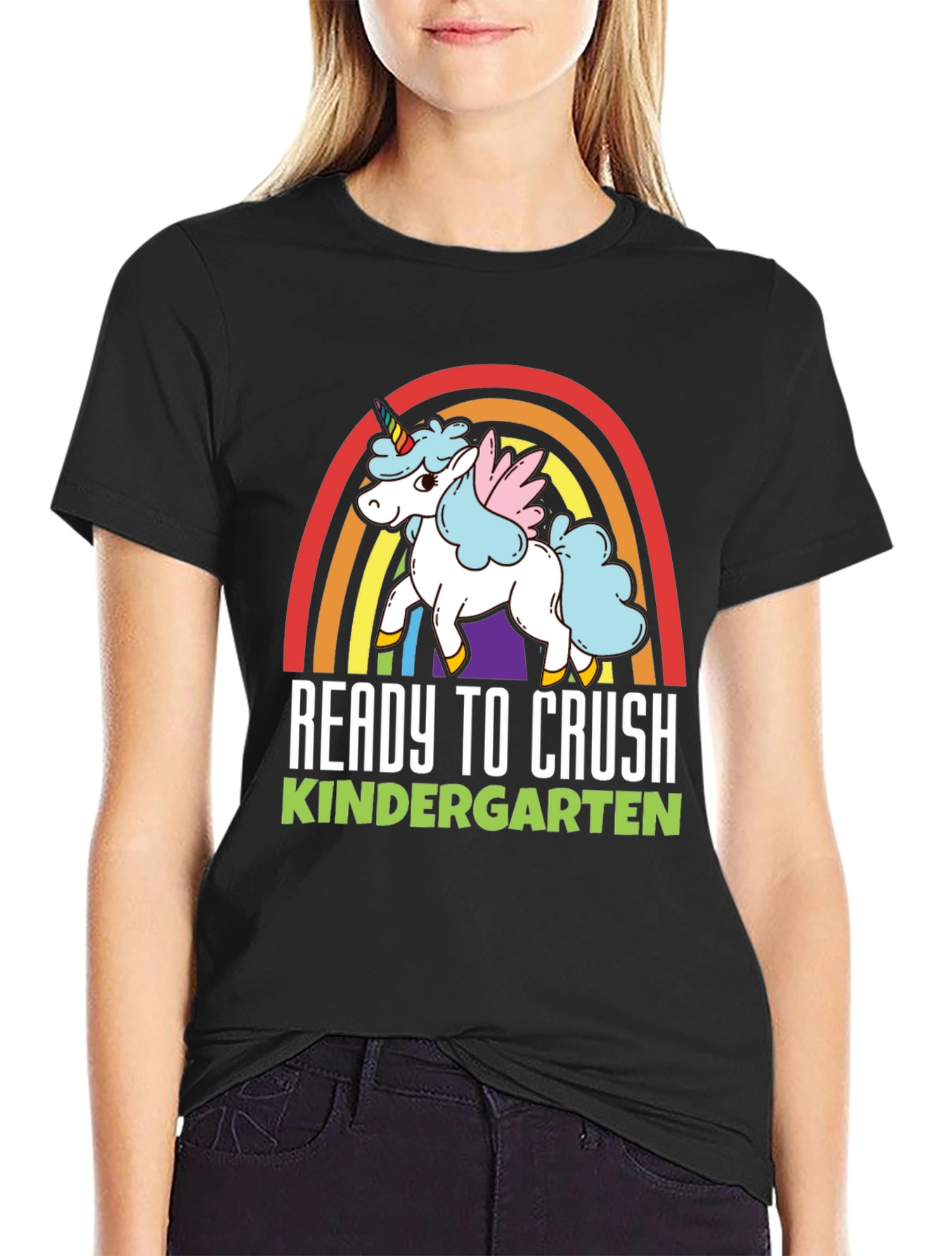 Black Ready to Crush Kindergarten Unicorn T-Shirt view 2