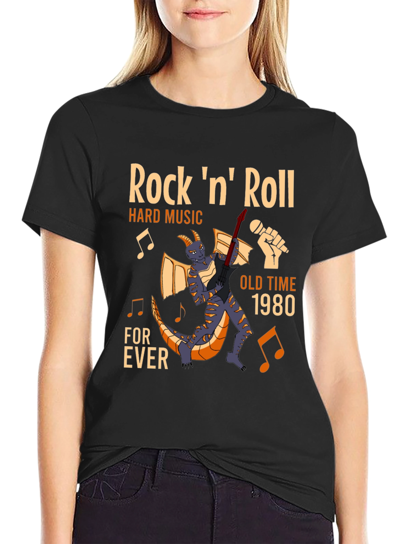 Black Rock 'n' Roll Dragon Graphic Tee view 2