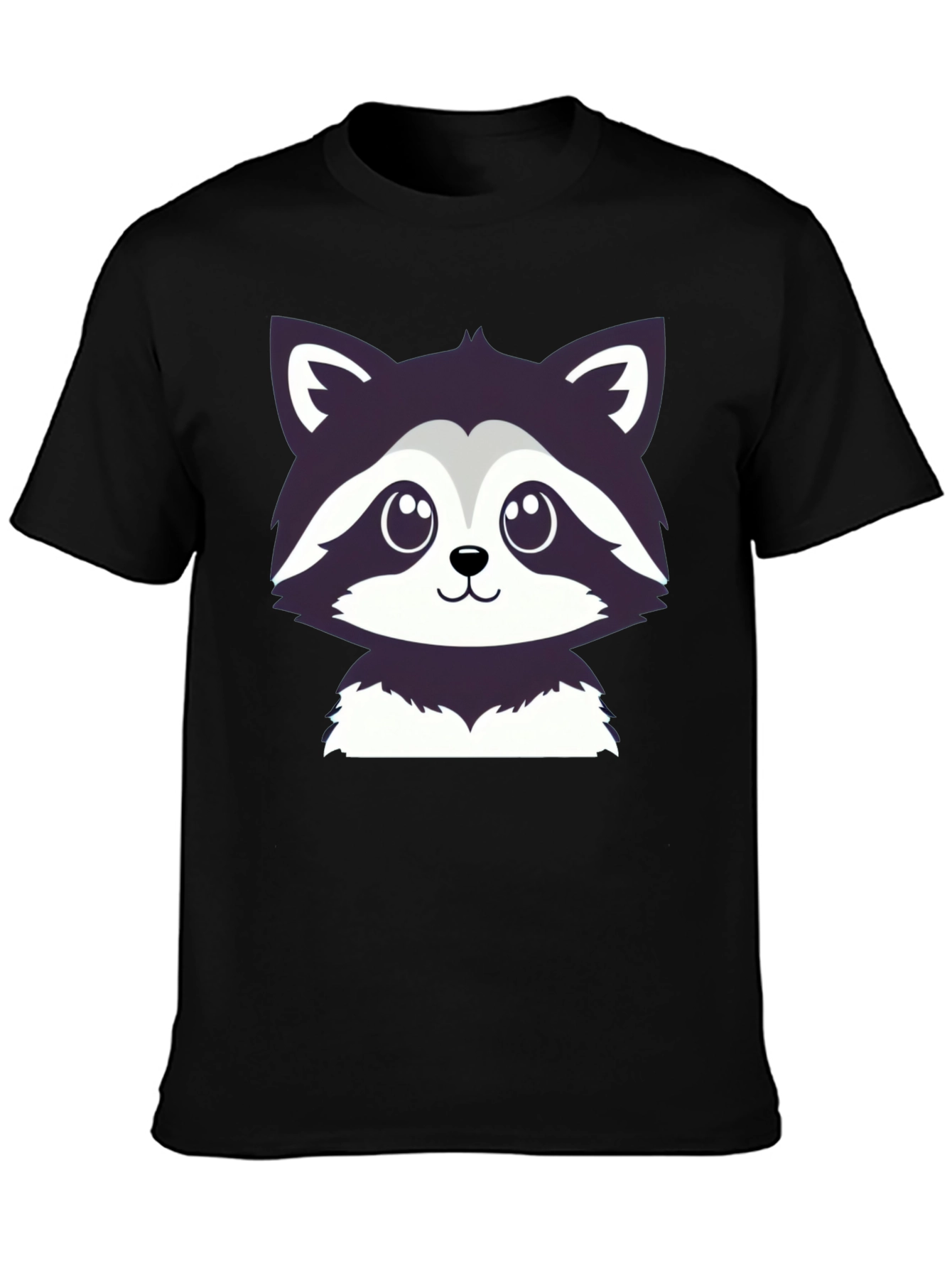 Black Cute Raccoon Graphic Tee - Soft Cotton Blend view 3