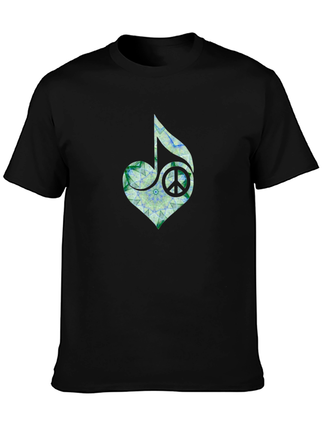 Black Peace Heart Music Note T-Shirt - Black view 3