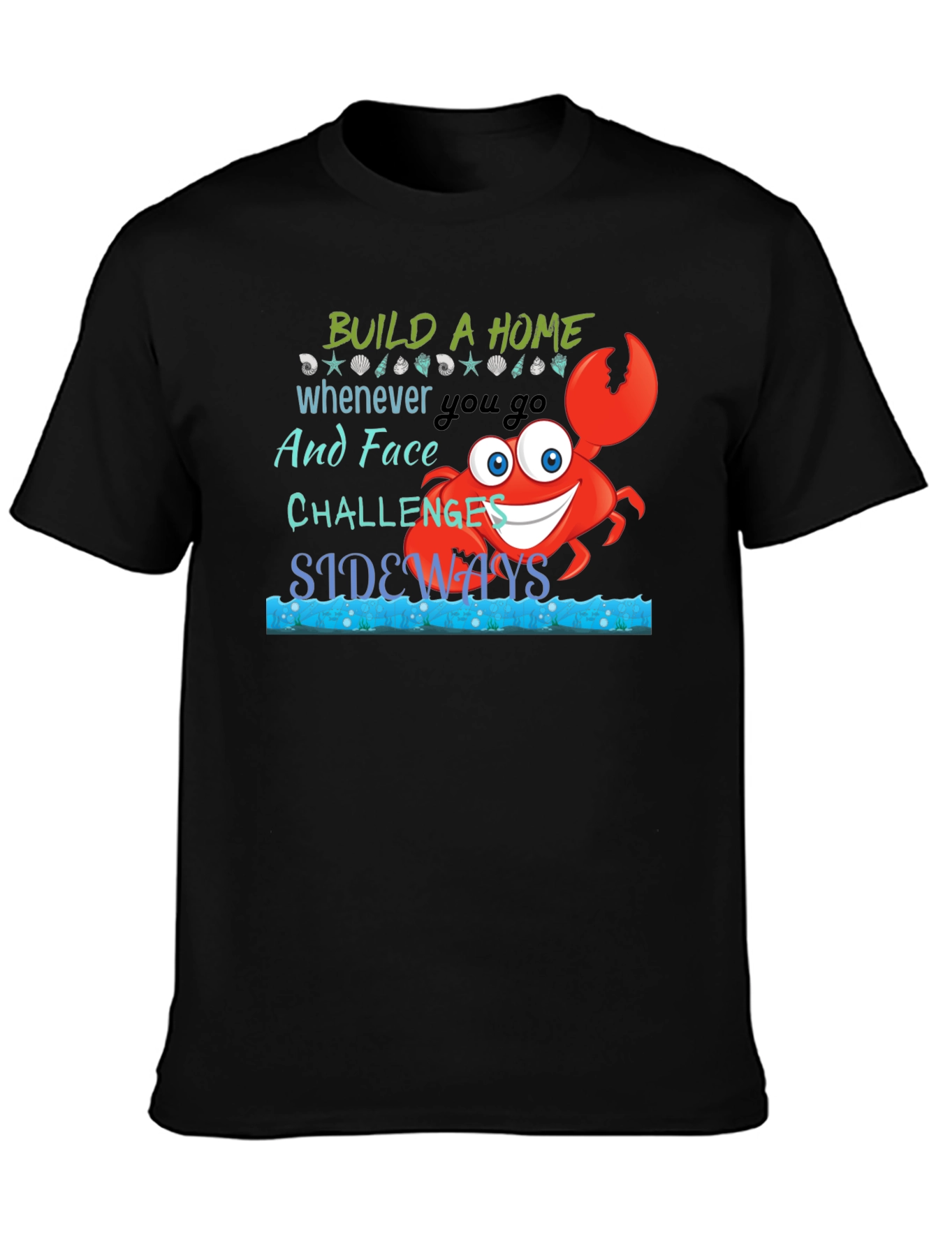 Black Build A Home Crab Graphic T-Shirt view 3
