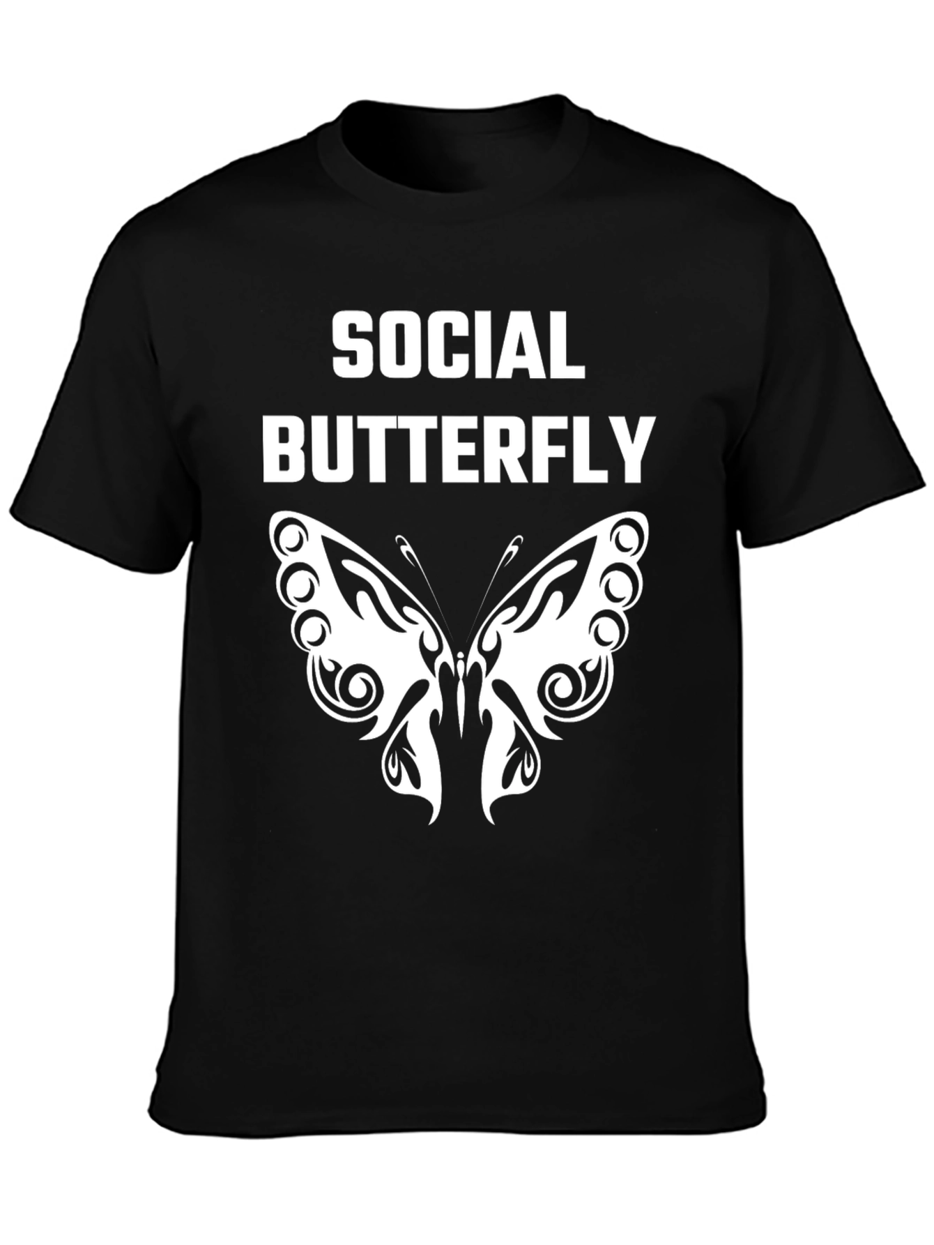 Black Social Butterfly Graphic Tee - Trendy Casual Wear view 3