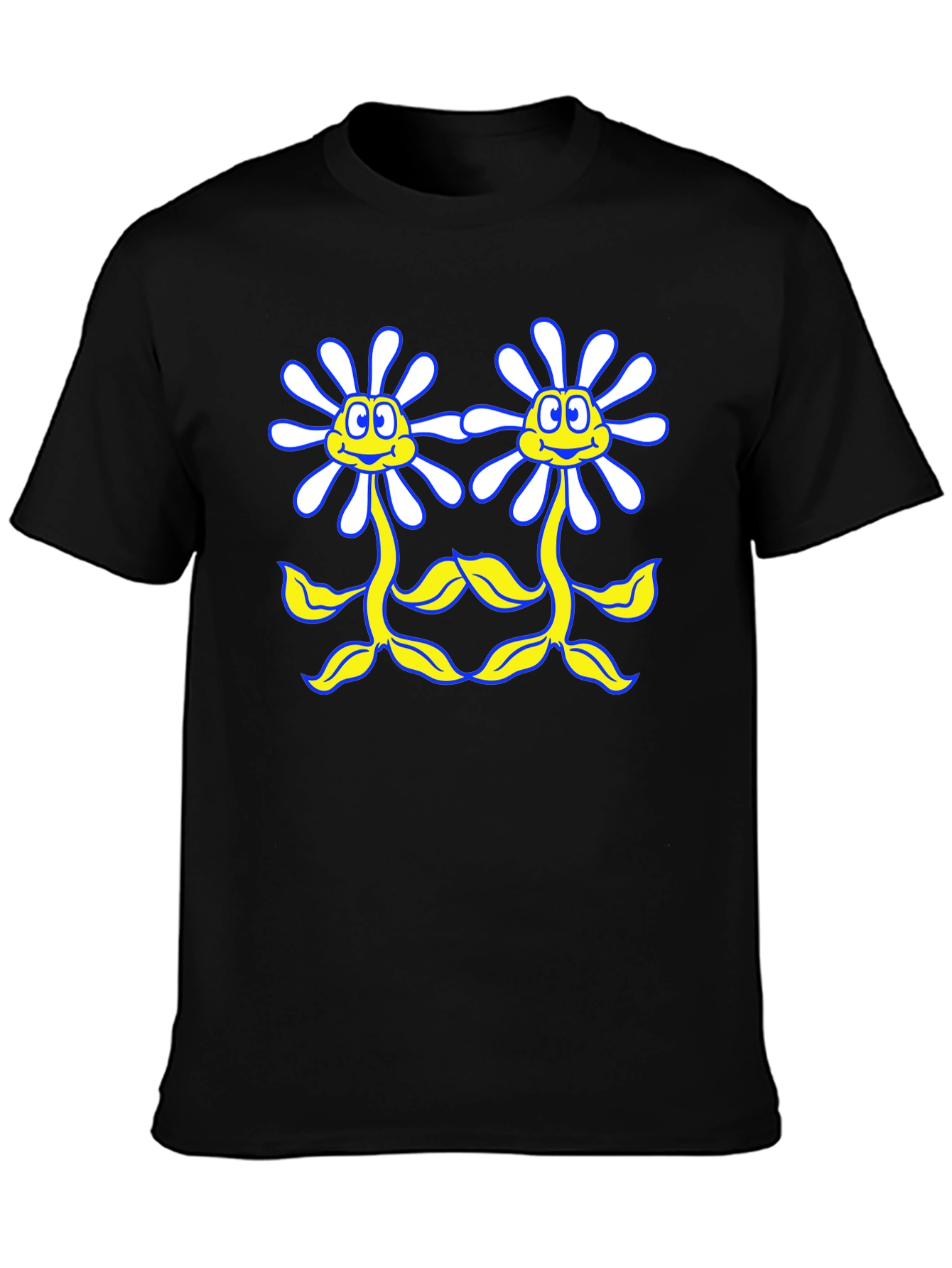 Black Funny Flower Power Graphic T-Shirt view 3