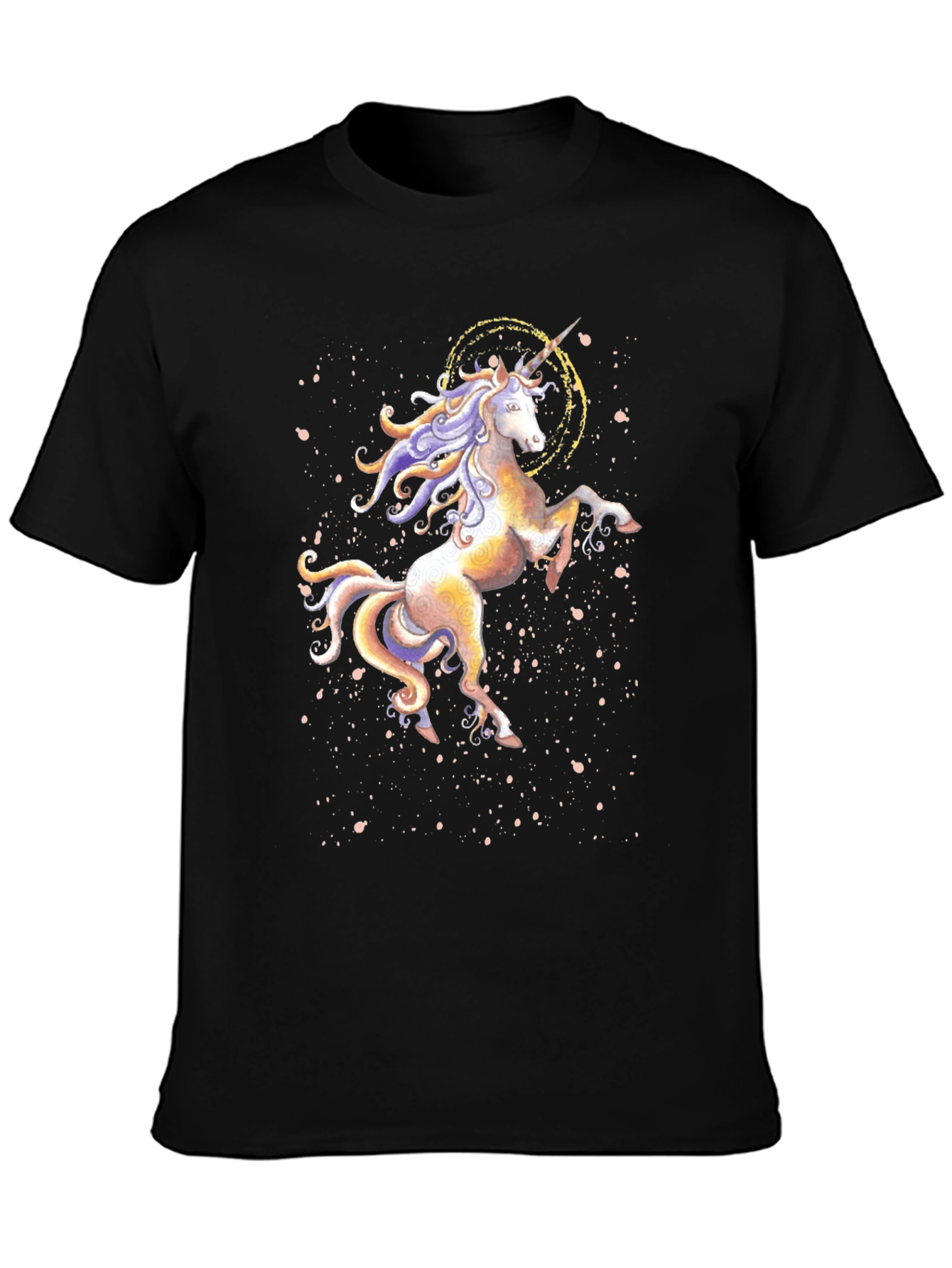 Black Unicorn Graphic Print Black T-Shirt view 3