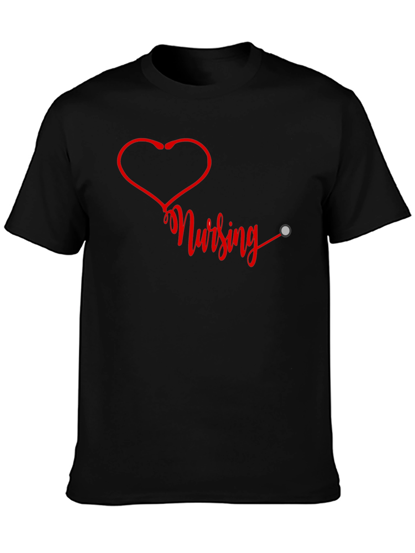 Black Nursing Heartbeat Graphic T-Shirt - Black view 3