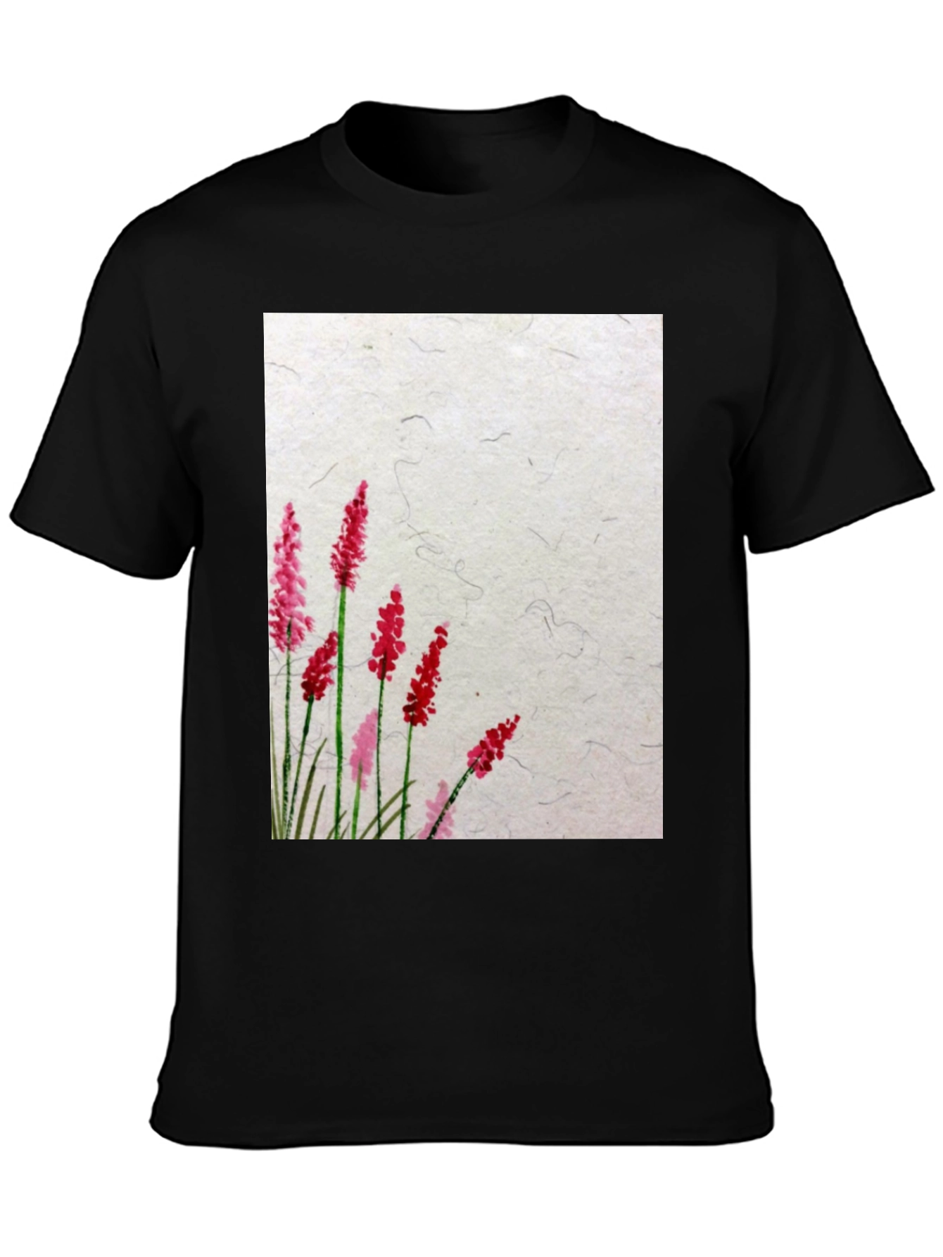 Black Floral Print Crew Neck T-Shirt view 3