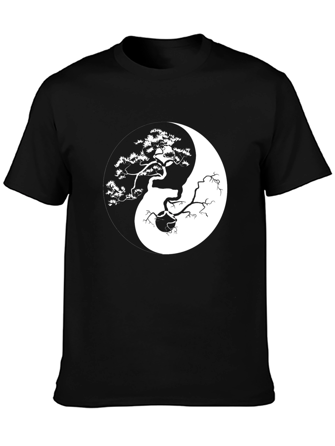 Black Yin Yang Bonsai Tree Graphic T-Shirt view 3