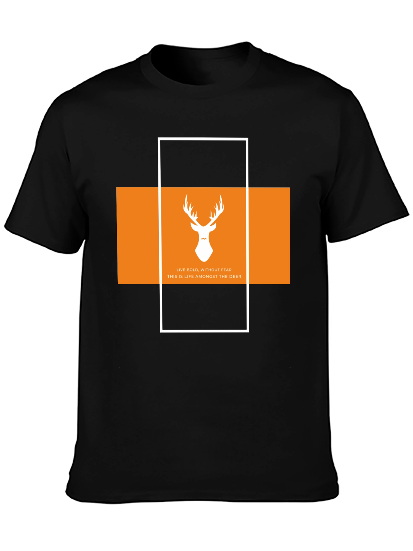 Black Bold Deer Graphic Tee - Stylish Black Cotton T-Shirt view 3