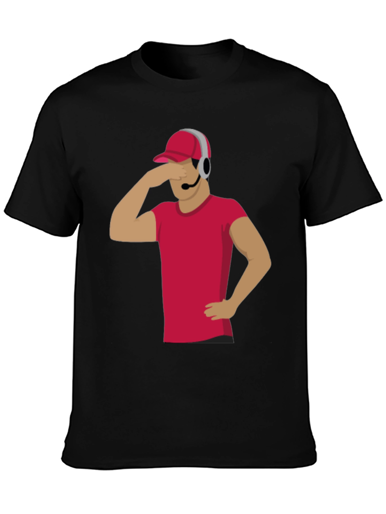 Black Funny Gamer T-Shirt with Headset - Novelty Graphic Tee view 3