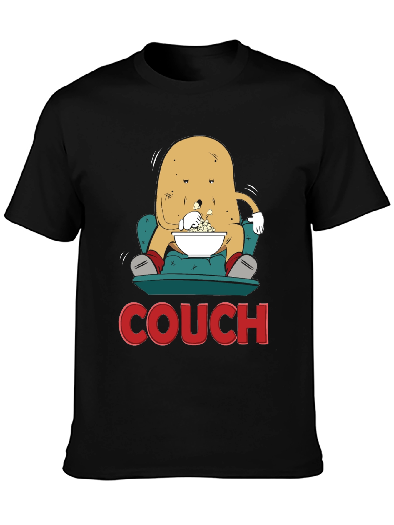 Black Potato Couch T-Shirt - Funny Lazy Spud Tee view 3
