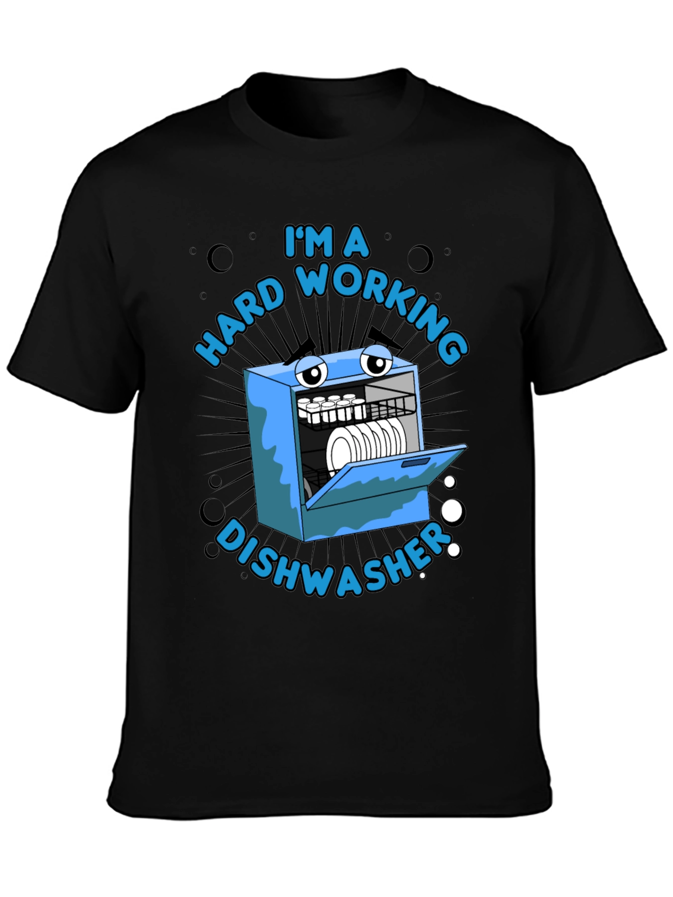 Black Hard Working Dishwasher Graphic T-Shirt view 3