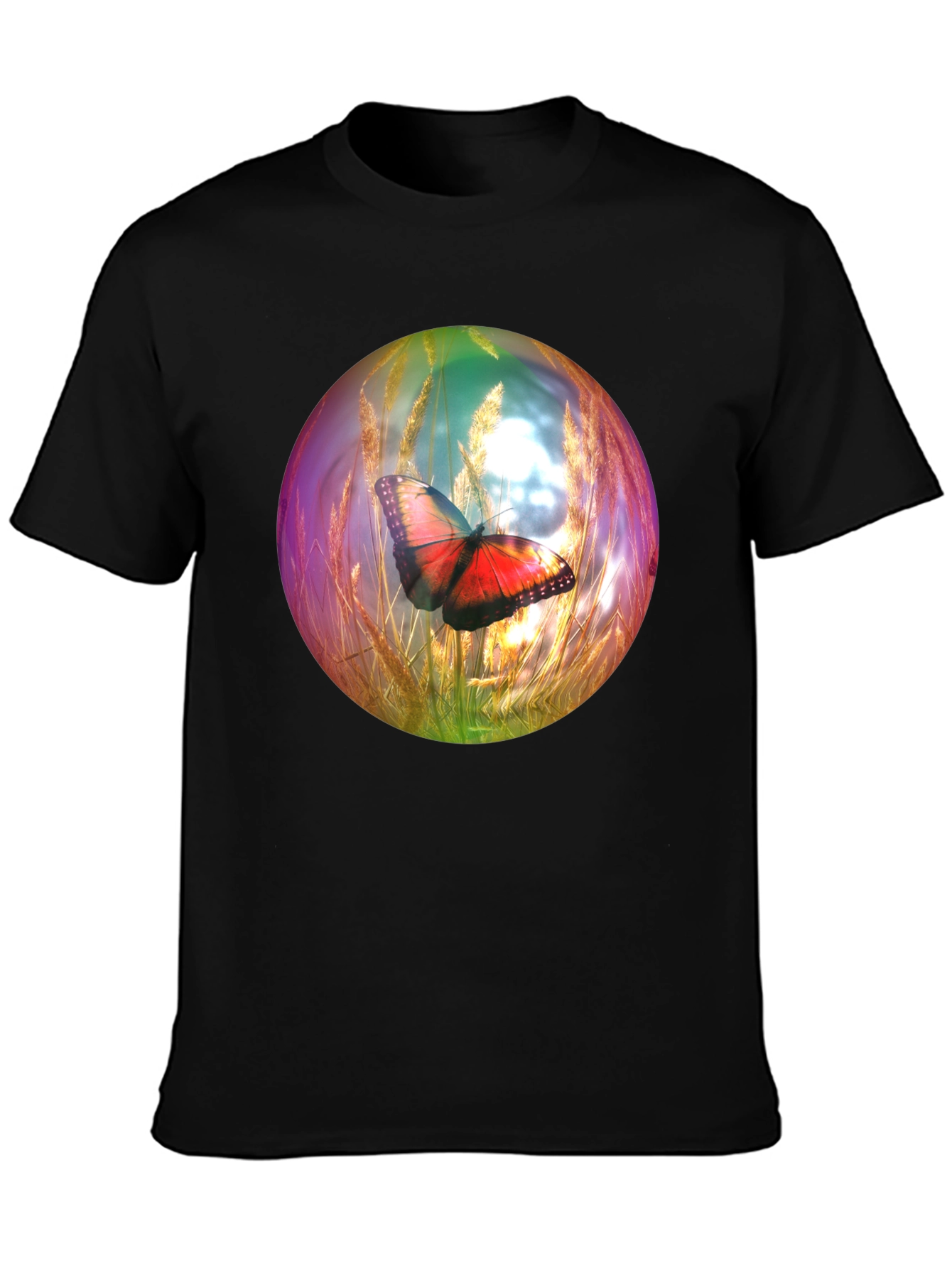 Black Butterfly Orb Graphic T-Shirt - Unique Design view 3