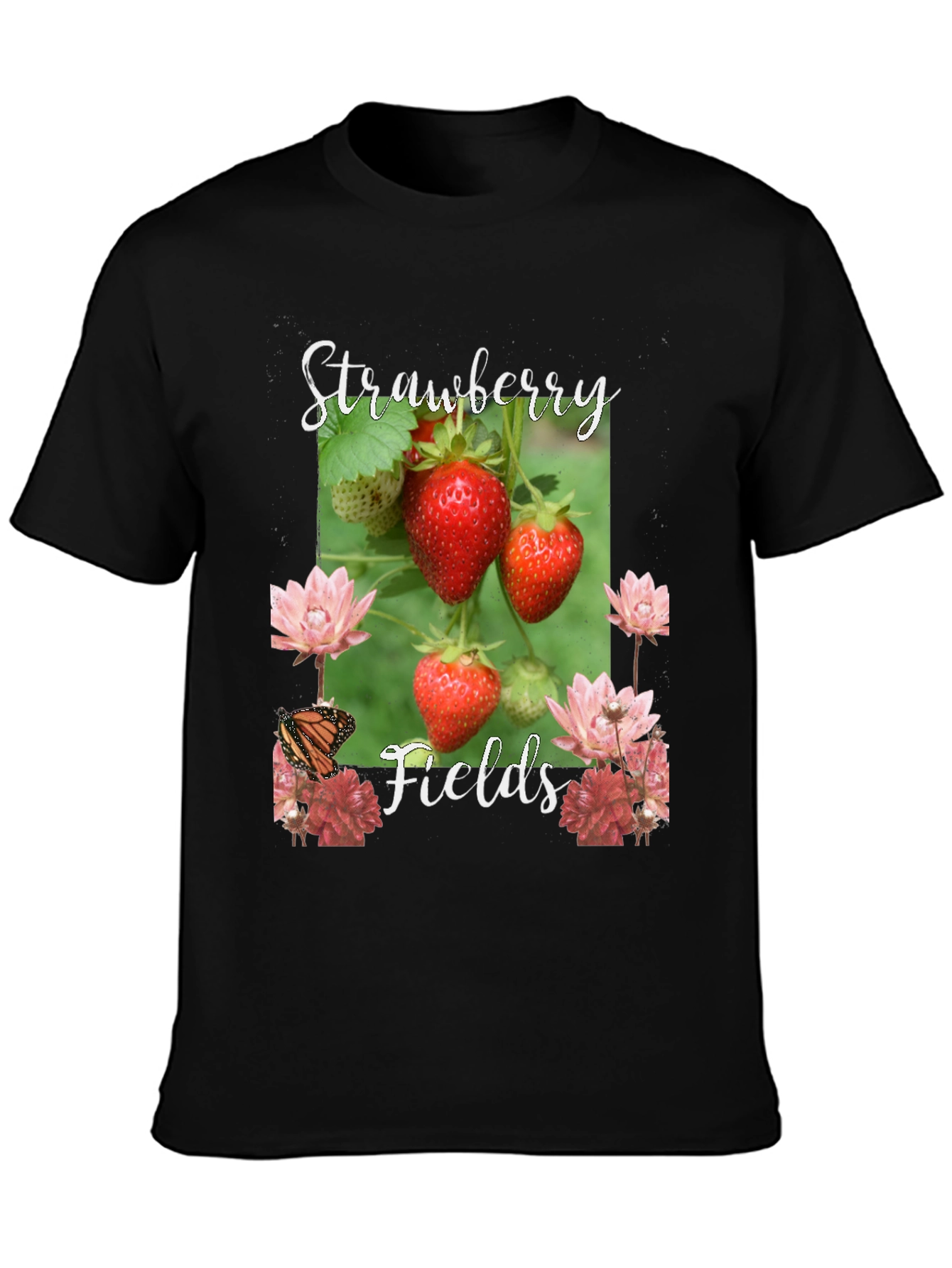 Black Strawberry Fields Graphic T-Shirt view 3
