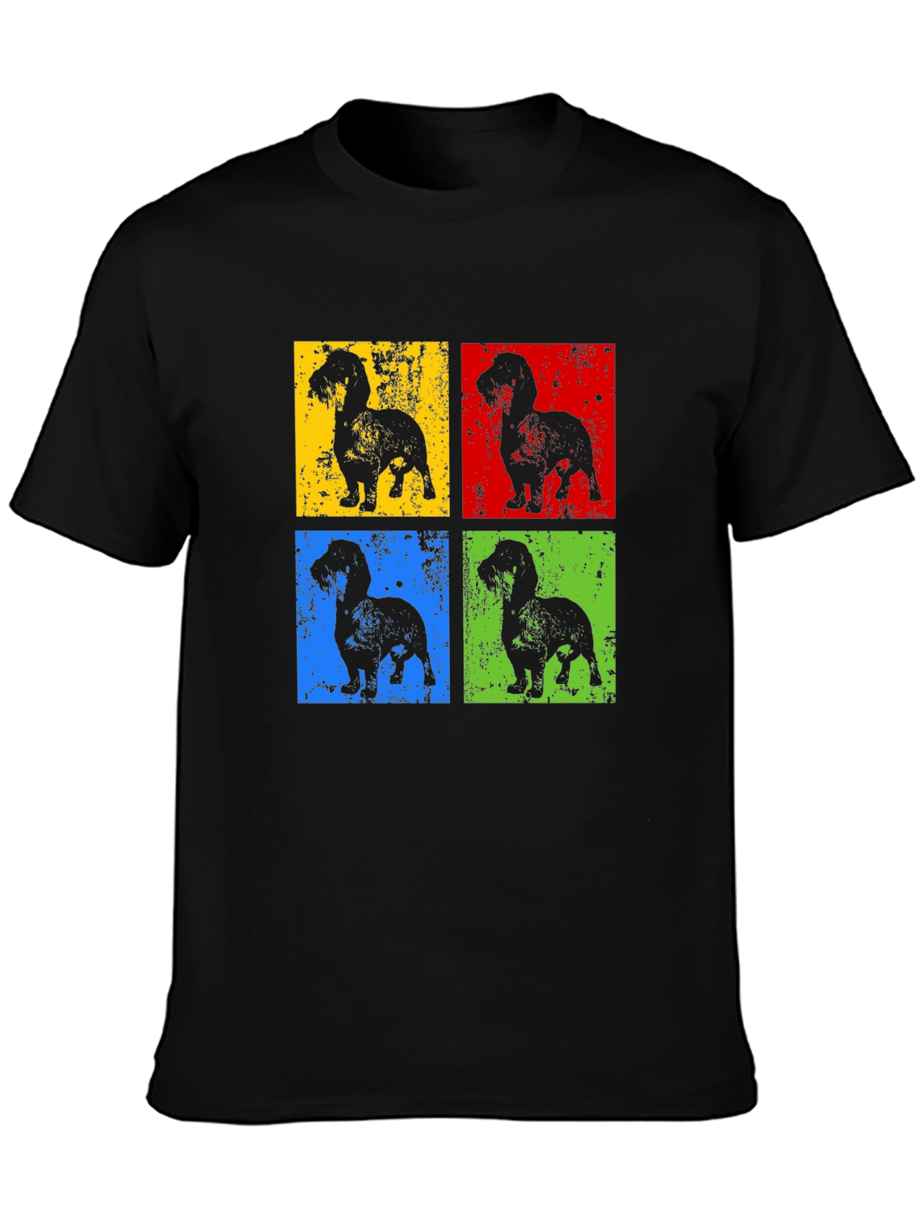 Black Dachshund Pop Art T-Shirt - Modern Dog Lover Tee view 3
