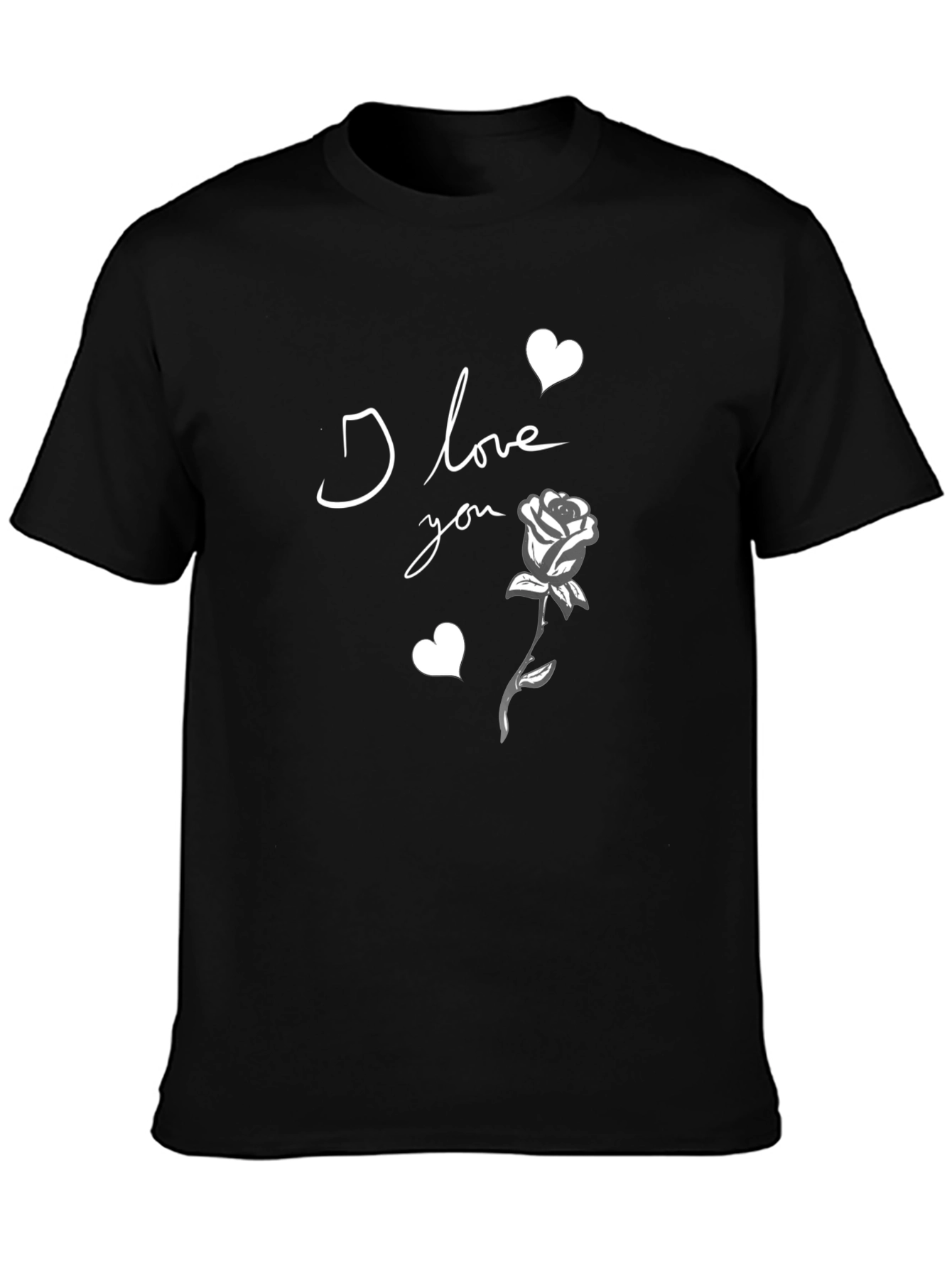 Black I Love You Rose Graphic Tee - Black view 3