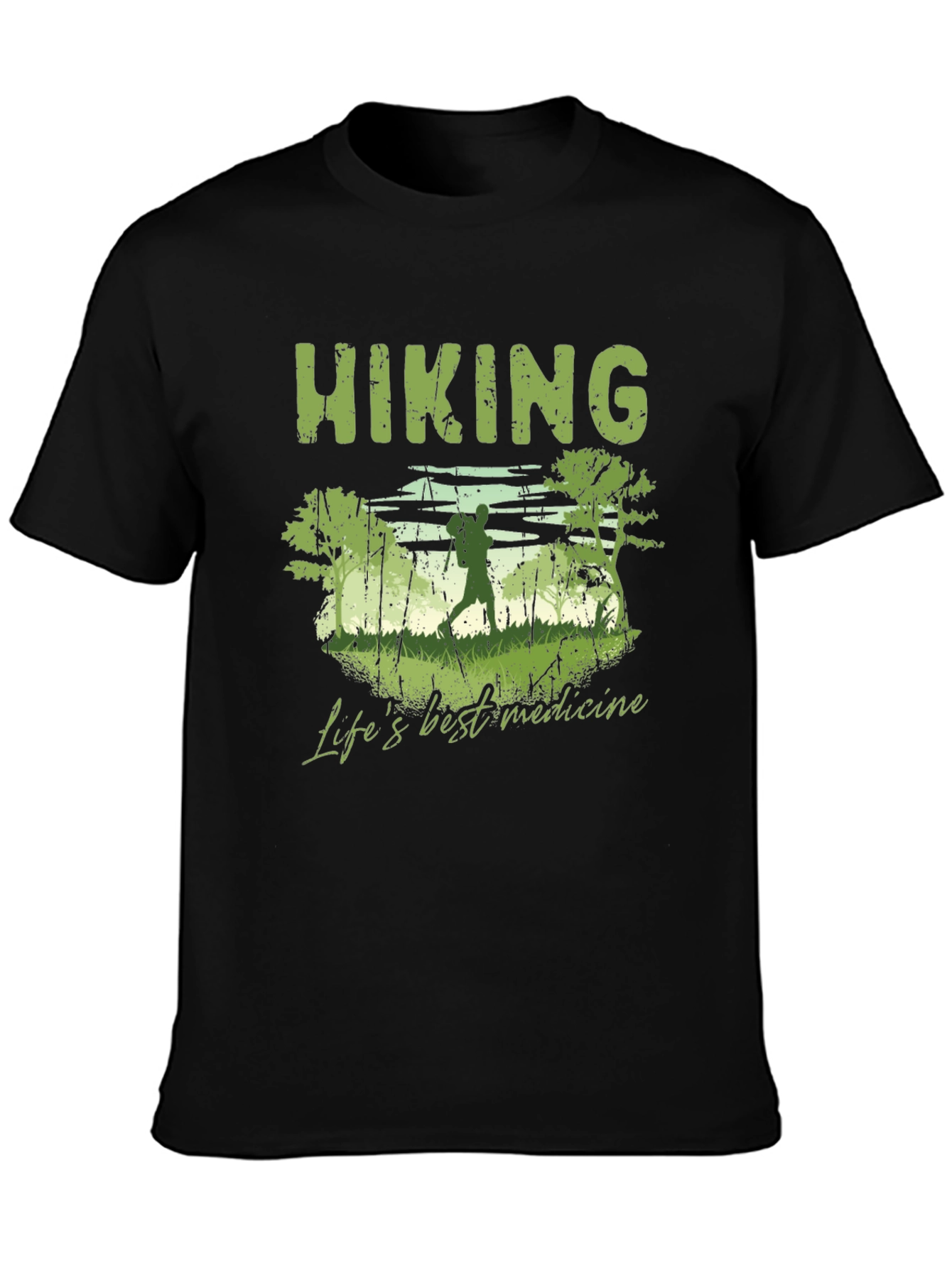 Black Hiking 'Life's Best Medicine' Graphic T-Shirt view 3