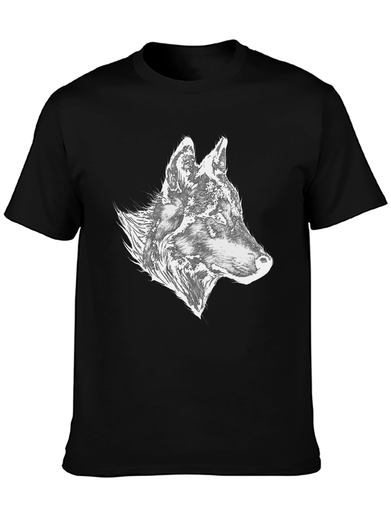 Black Wolf Graphic Tee - Stylish Men's Black T-Shirt view 3