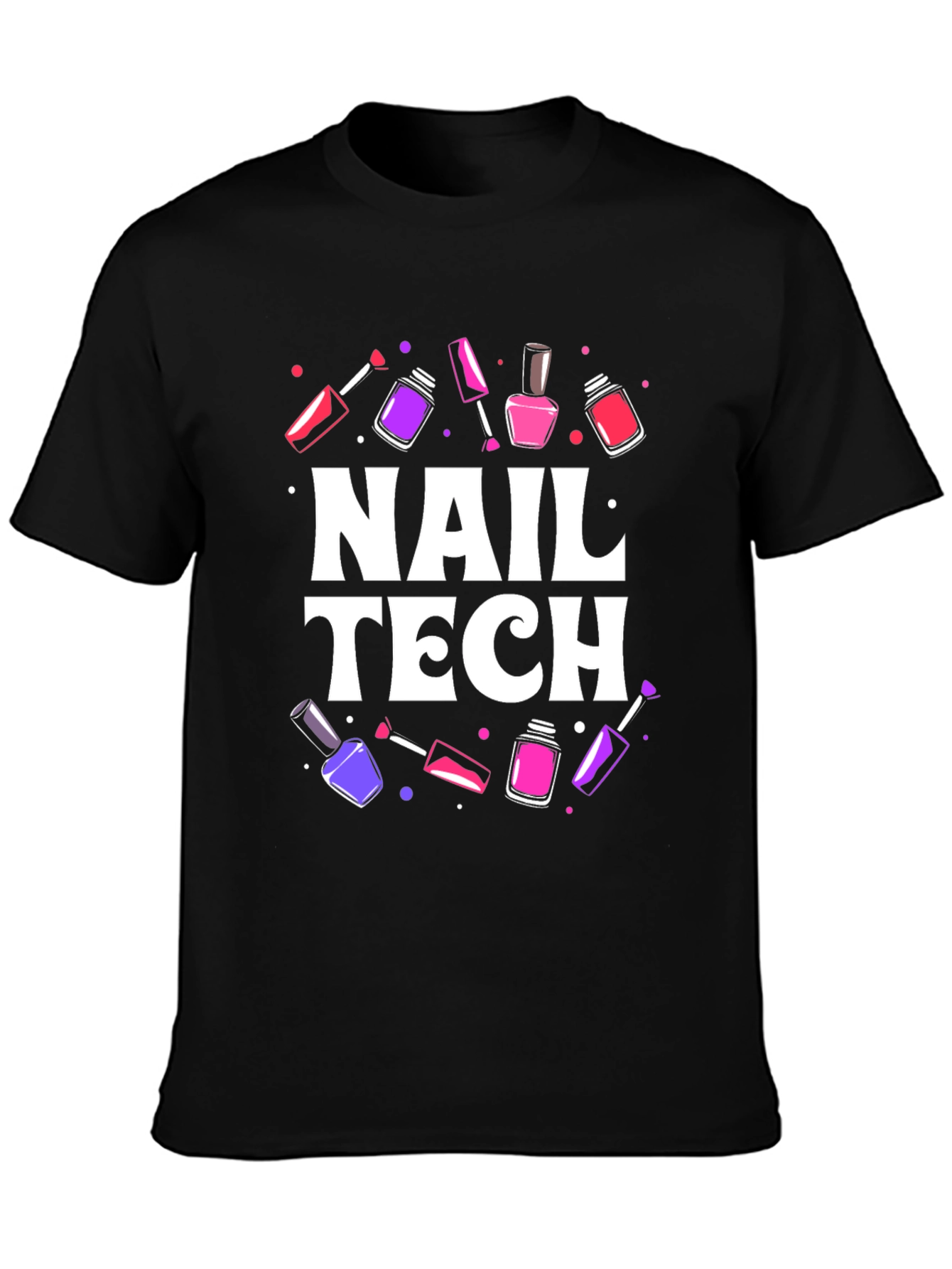 Black Nail Tech T-Shirt - Stylish Manicure Design view 3