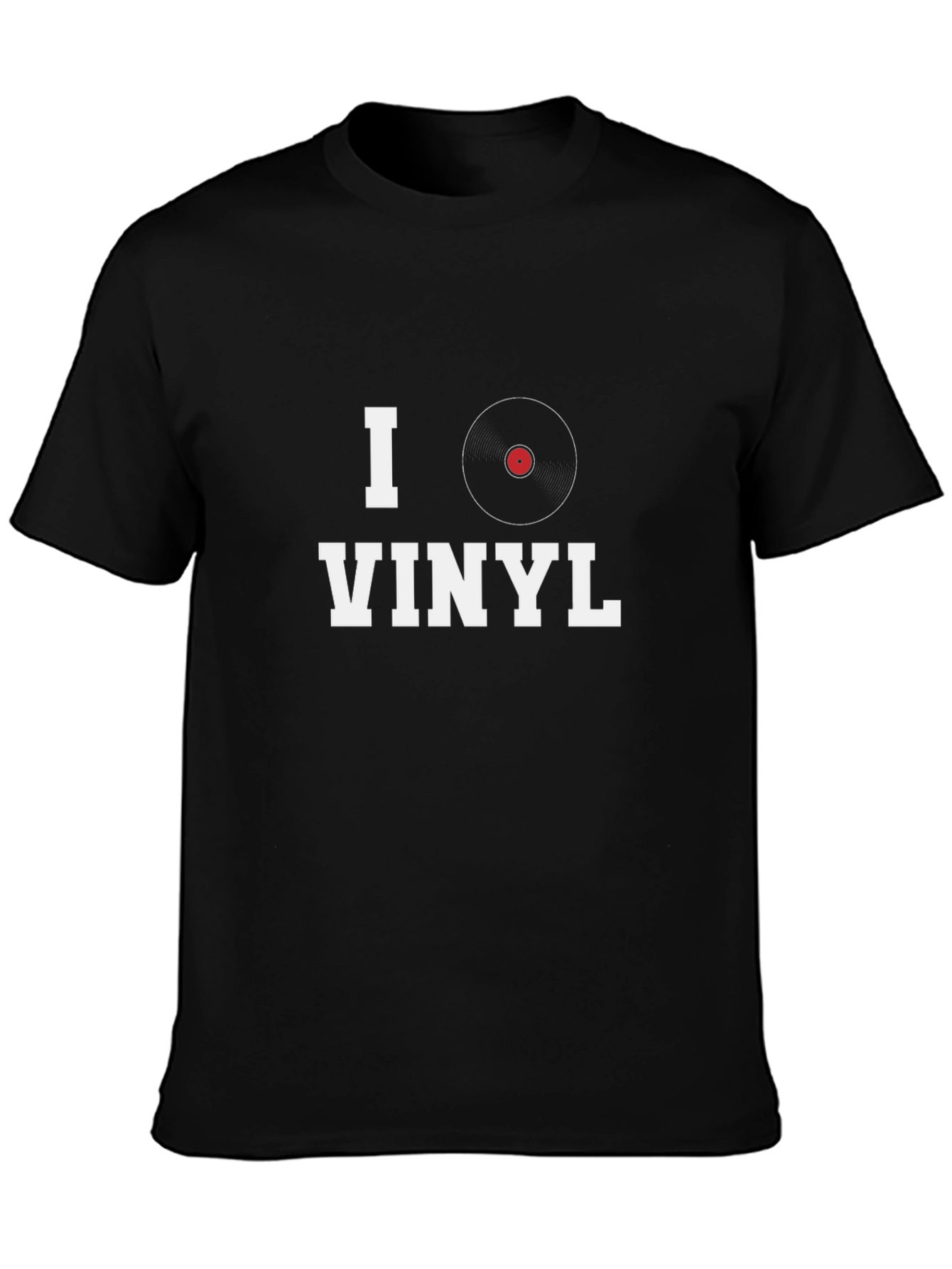 Black I Heart Vinyl Graphic Tee - Music Lover's T-Shirt view 3