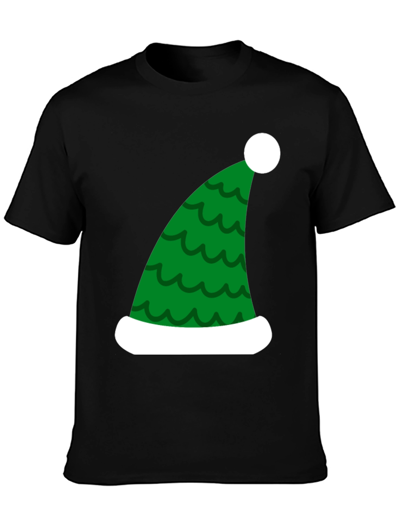 Black Festive Christmas Elf Hat T-Shirt view 3